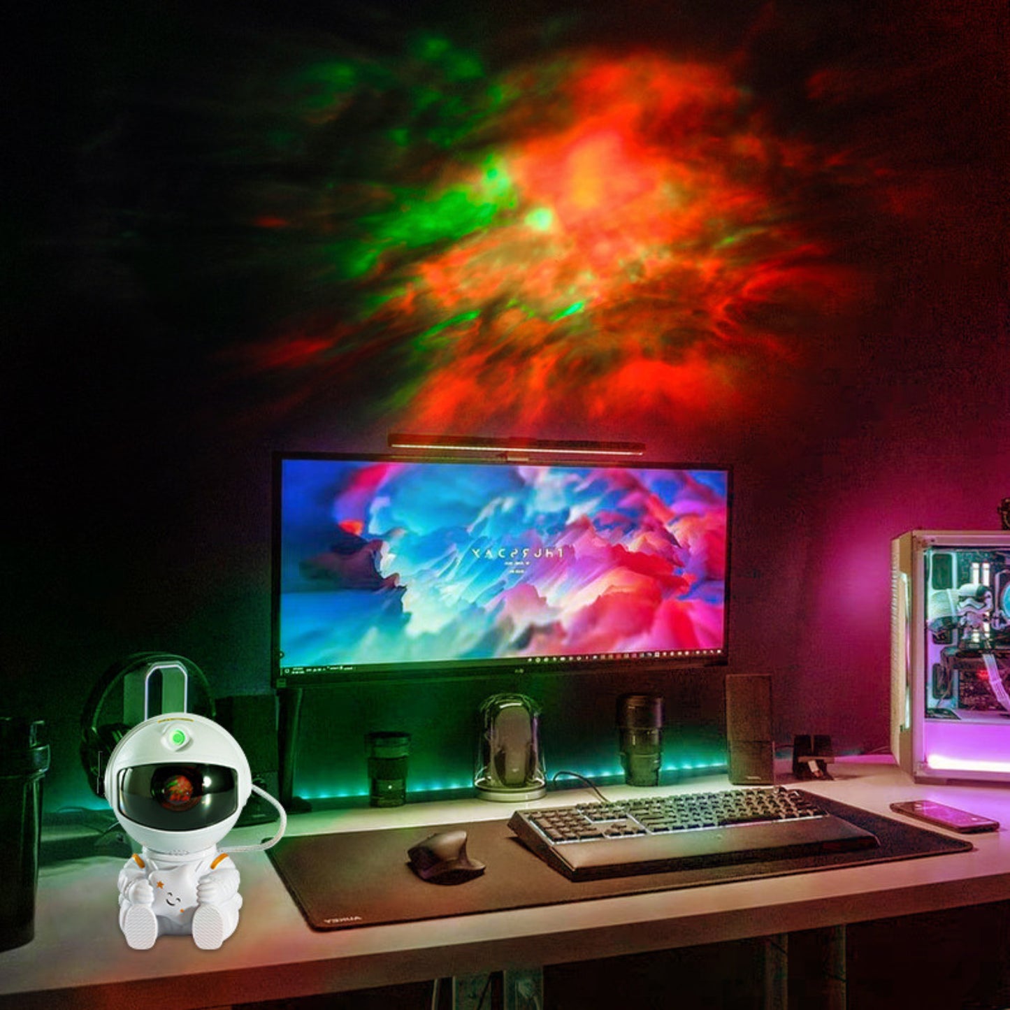 Sitting Astronaut Galaxy Projector