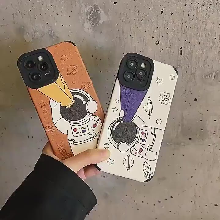 Luxury Soft Leather iPhone Astronaut Phone Case | All iPhone versions supported