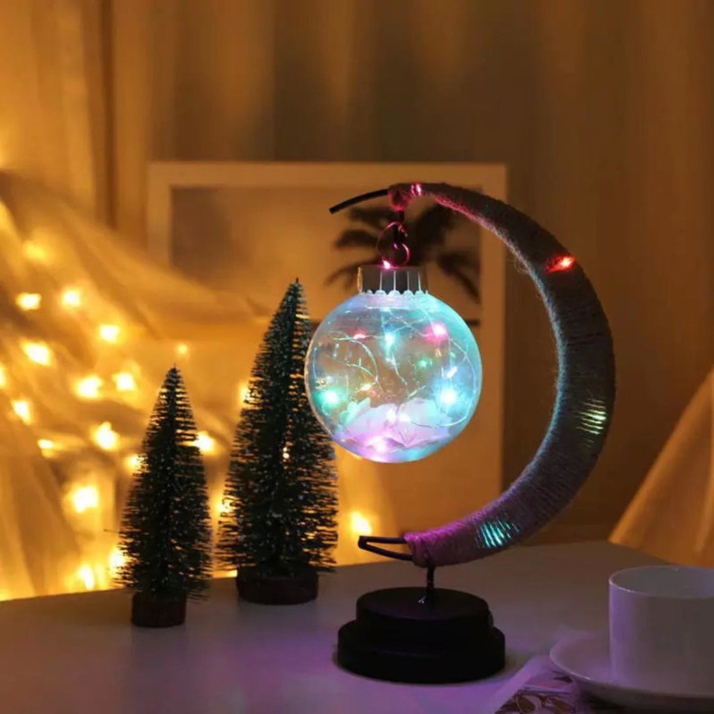 Rattan Moon Lamp