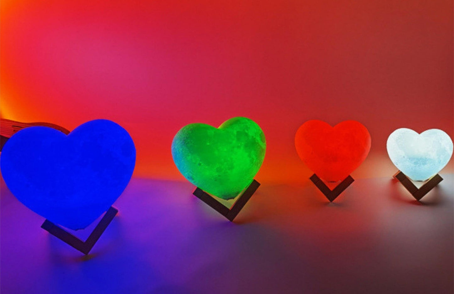 3D Printed Heart Moon Lamp - Space Mesmerise - Space Gifts | Lamps | Statues | Home Decor
