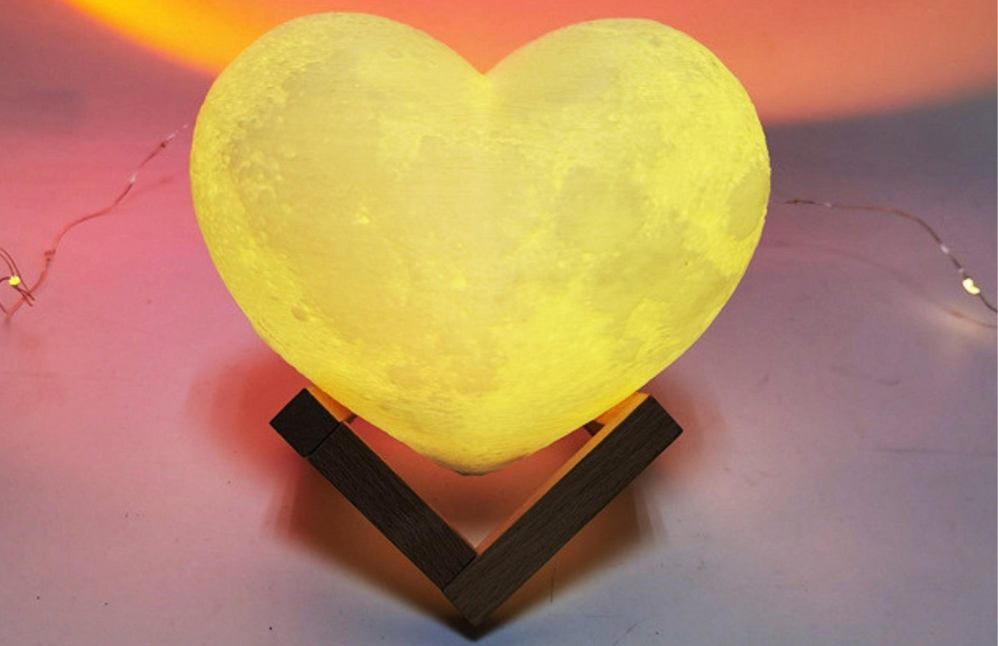 3D Printed Heart Moon Lamp - Space Mesmerise - Space Gifts | Lamps | Statues | Home Decor
