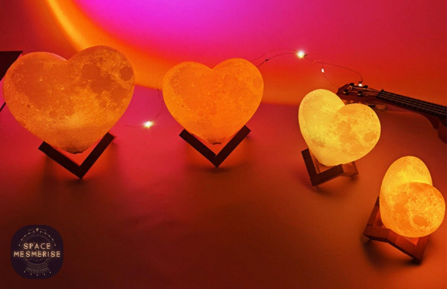 3D Printed Heart Moon Lamp - Space Mesmerise - Space Gifts | Lamps | Statues | Home Decor