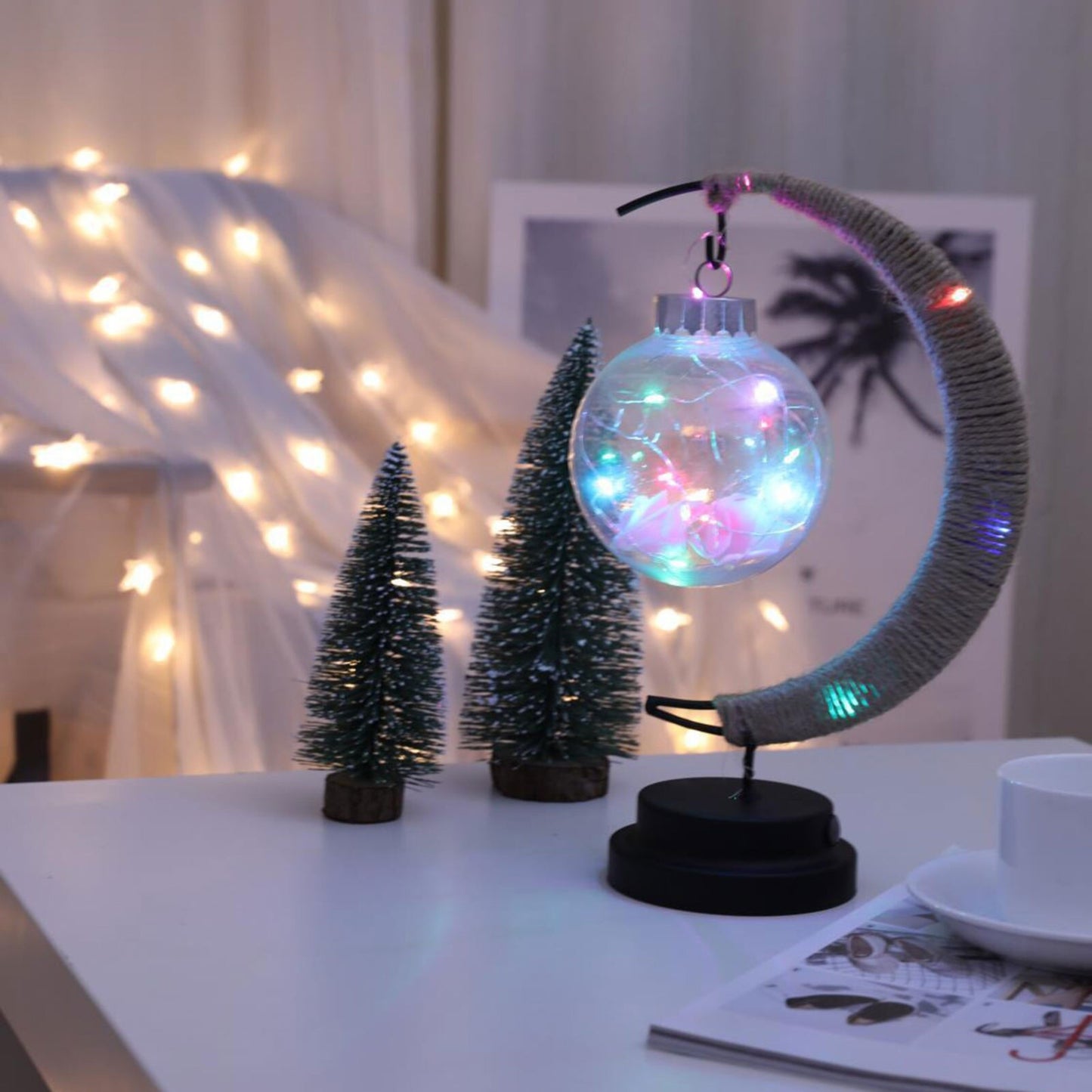 Rattan Moon Lamp