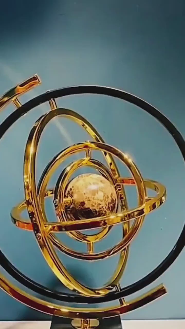 Planet Armillary Sphere Sculpture | Tourbillon 3D Spinning Gimbal  Model | Home Decor Ornament Space Gift