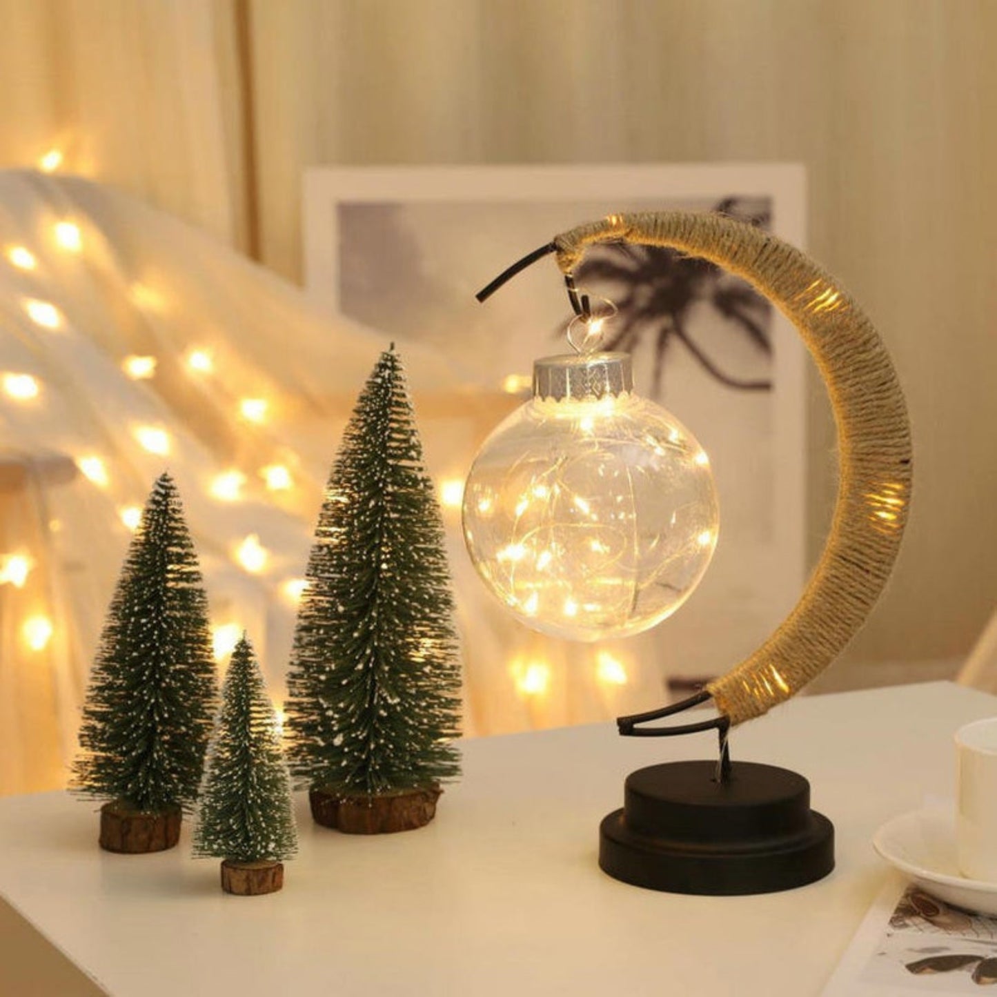 Rattan Moon Lamp