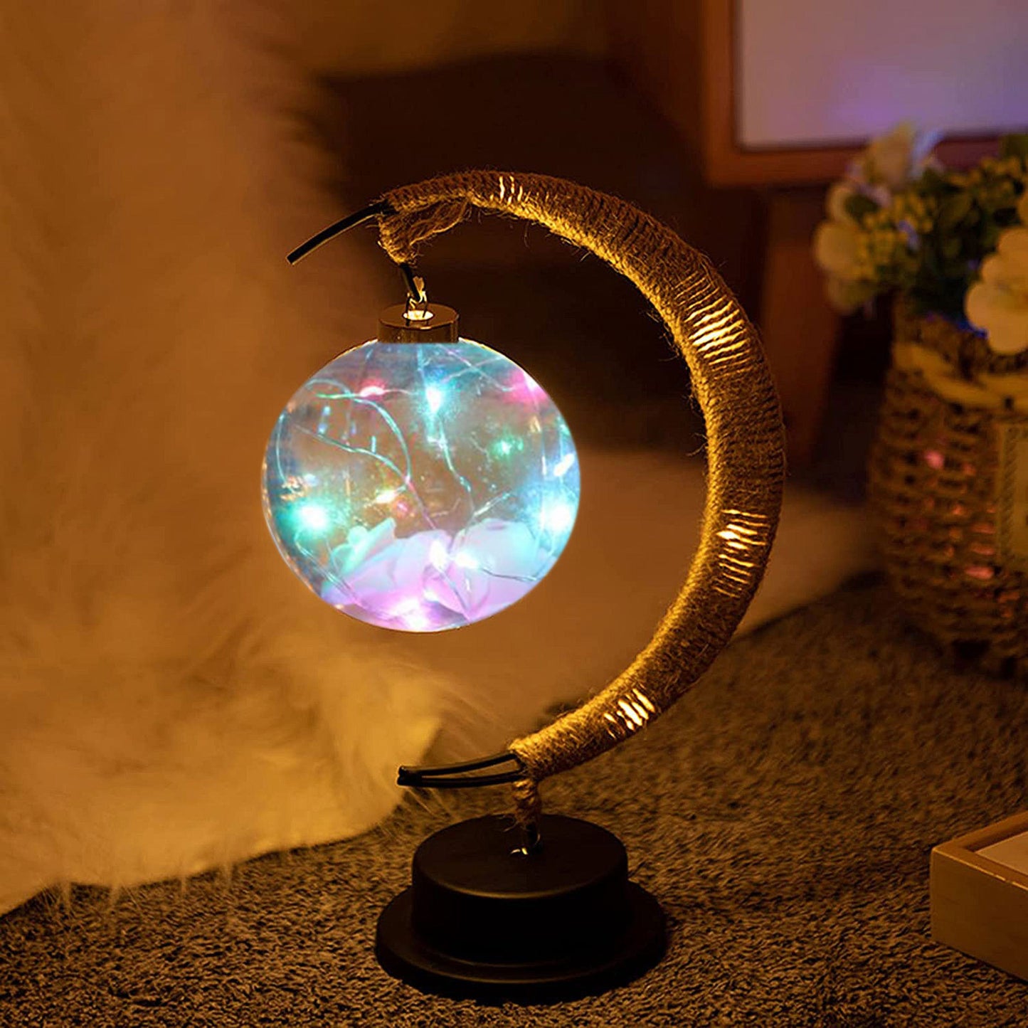 Rattan Moon Lamp
