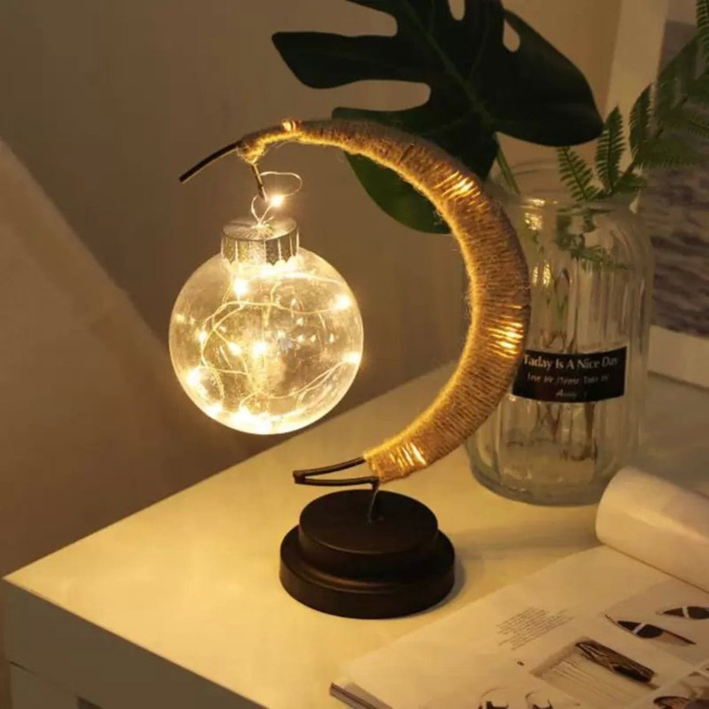 Rattan Moon Lamp