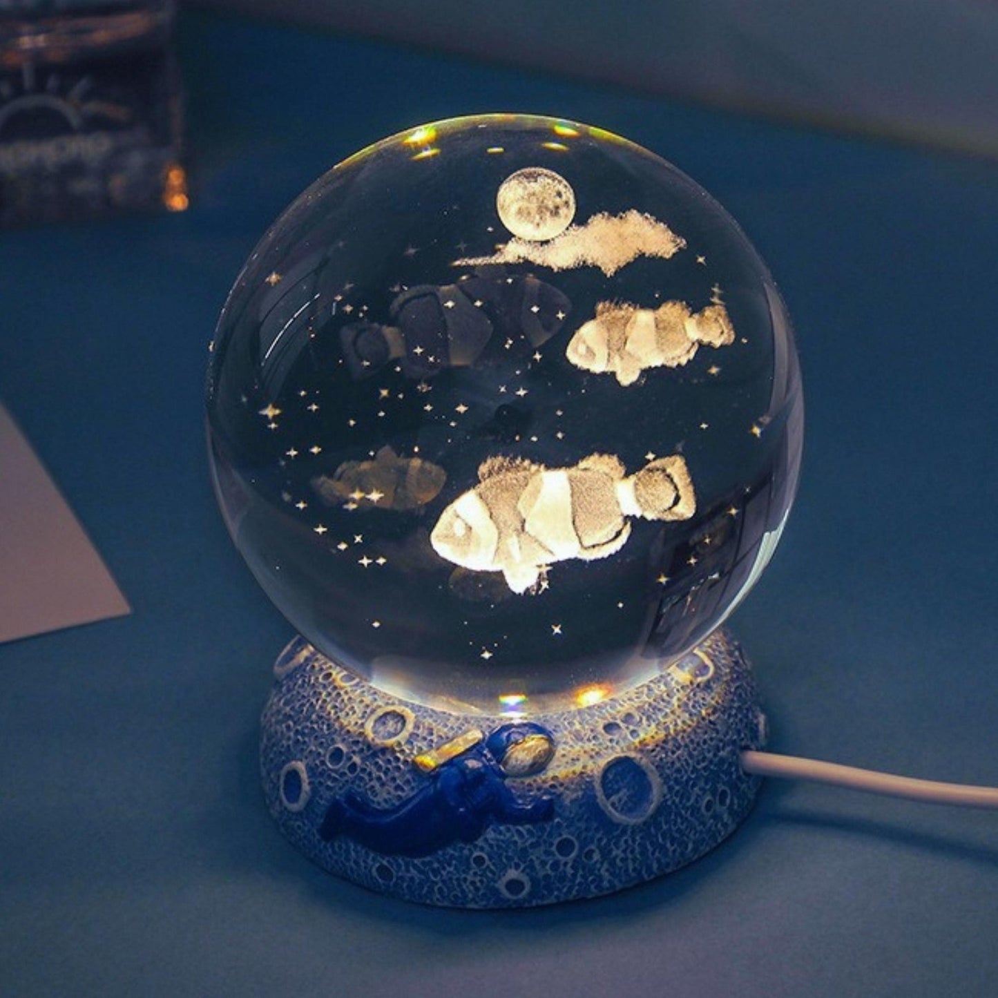 Aquatic Space Lamp Globe (Warm Light) - Space Mesmerise - Space Gifts | Lamps | Statues | Home Decor