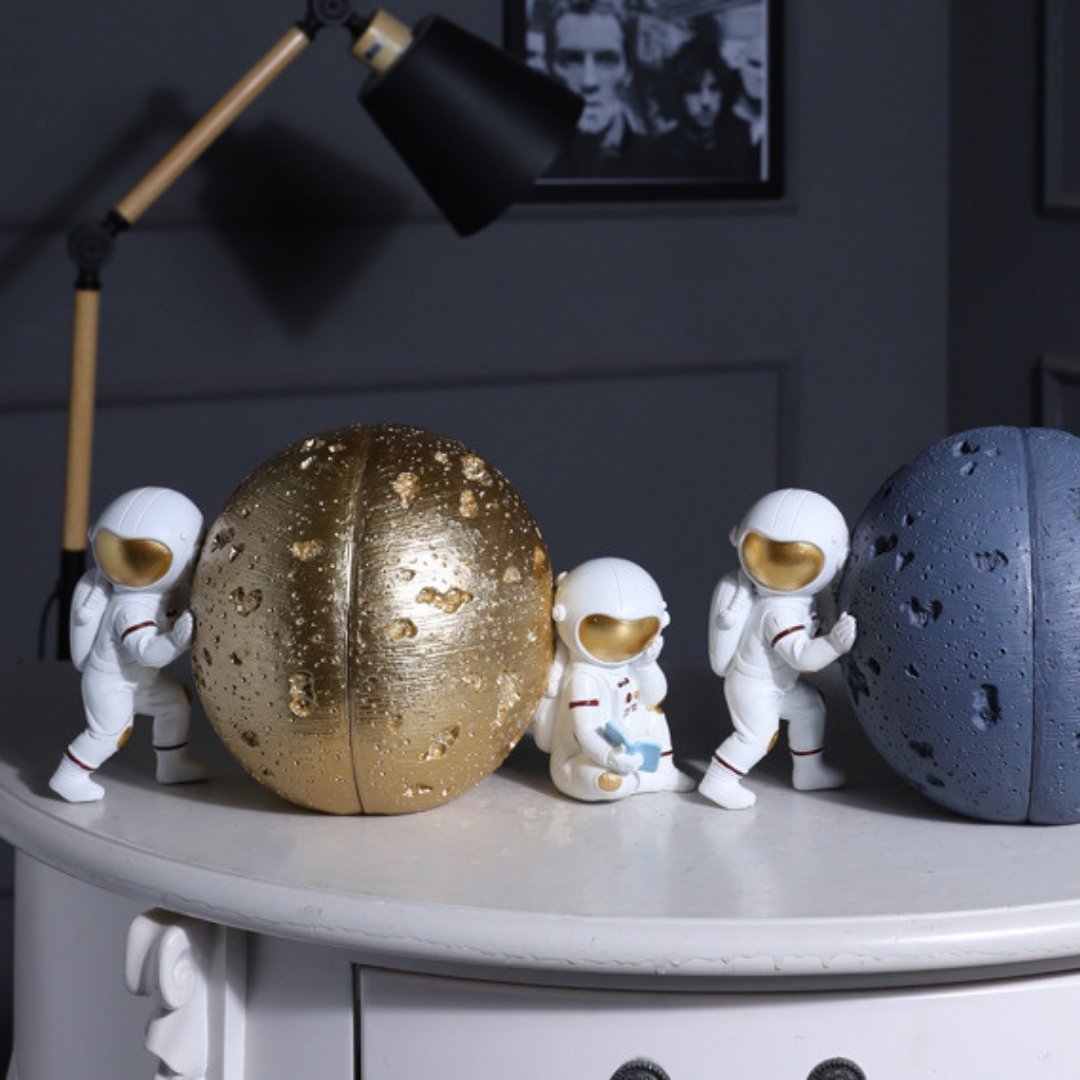 Astronaut and Moon Bookends (Set of 2) - Space Mesmerise - Space Gifts | Lamps | Statues | Home Decor