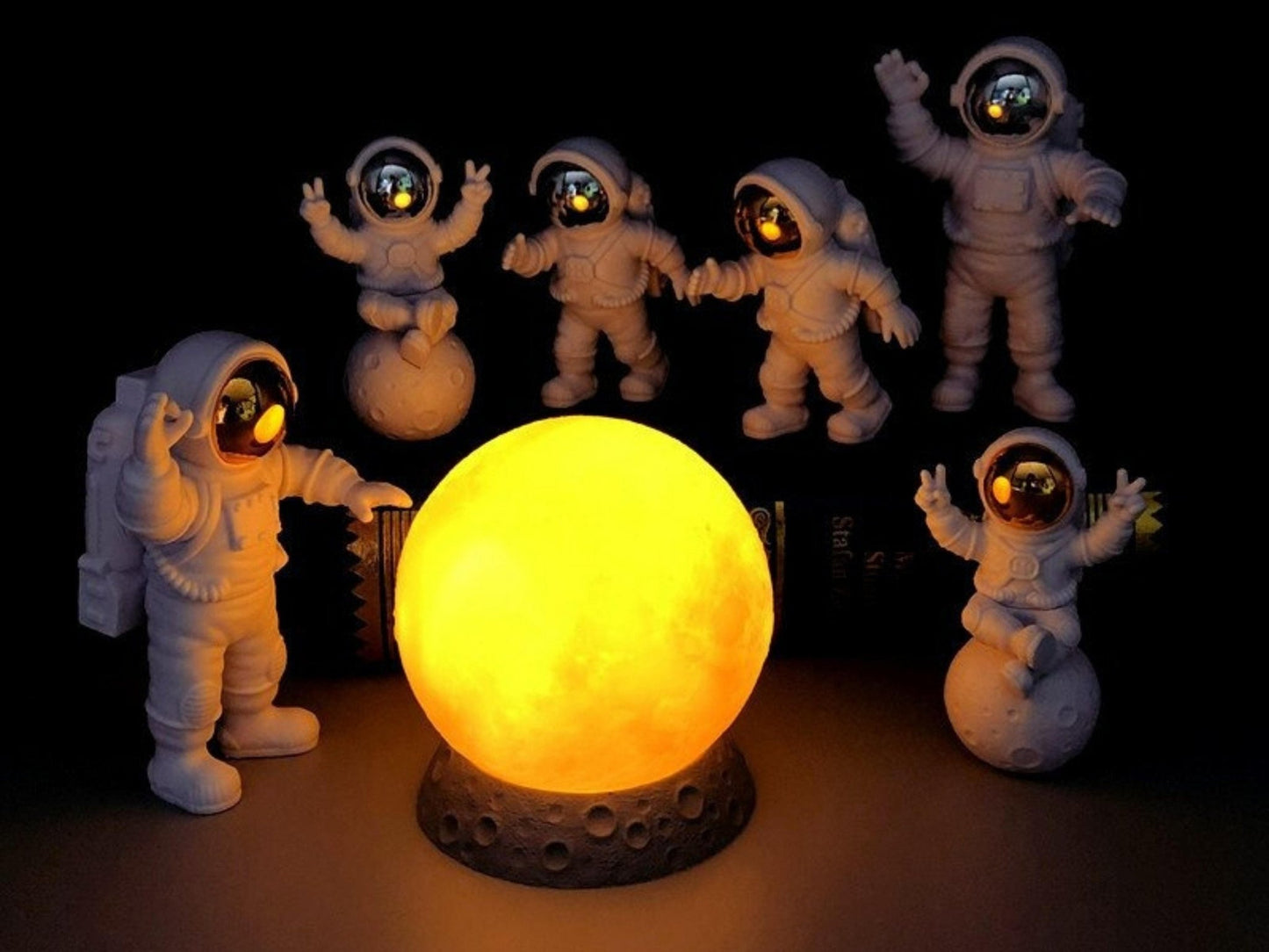 Astronaut Crew and Moon Lamp Set - Space Mesmerise - Space Gifts | Lamps | Statues | Home Decor