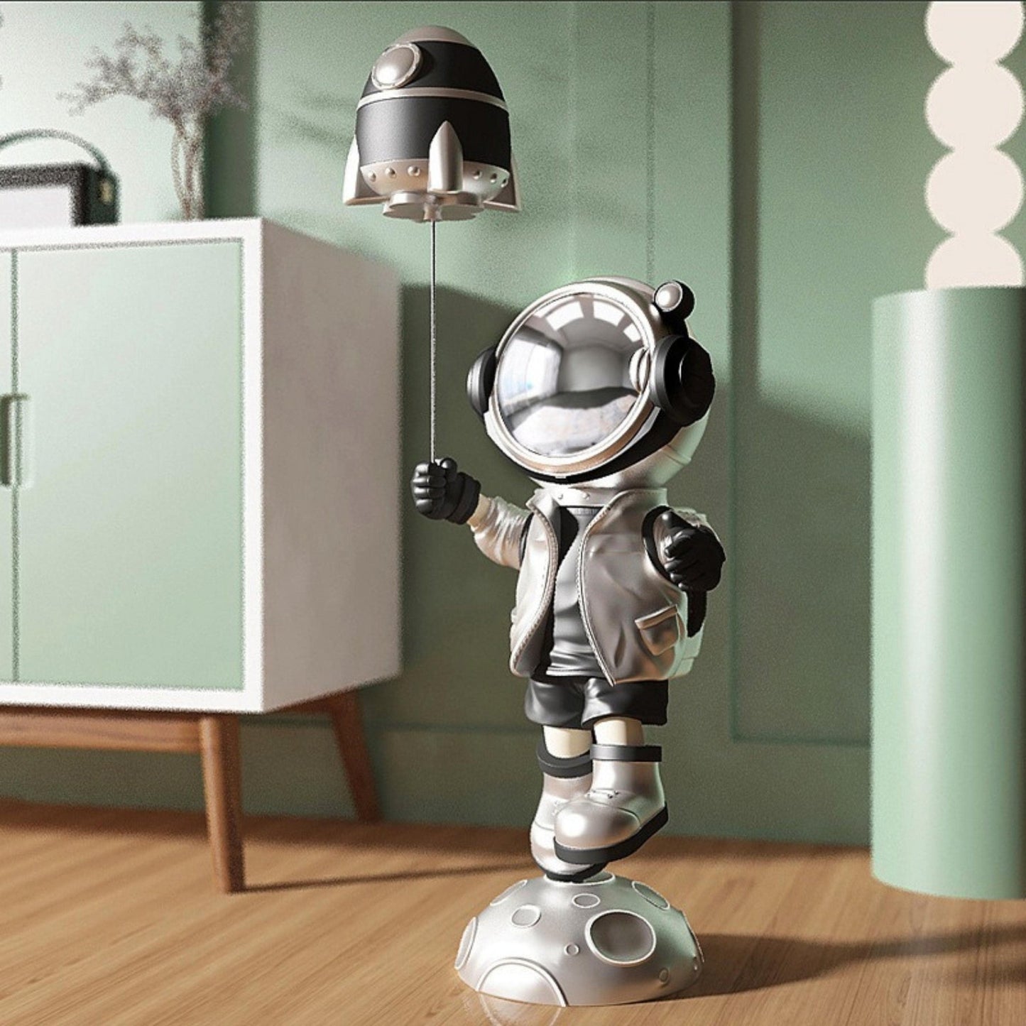 Astronaut Holding a Rocket Balloon Statue - Space Mesmerise - Space Gifts | Lamps | Statues | Home Decor