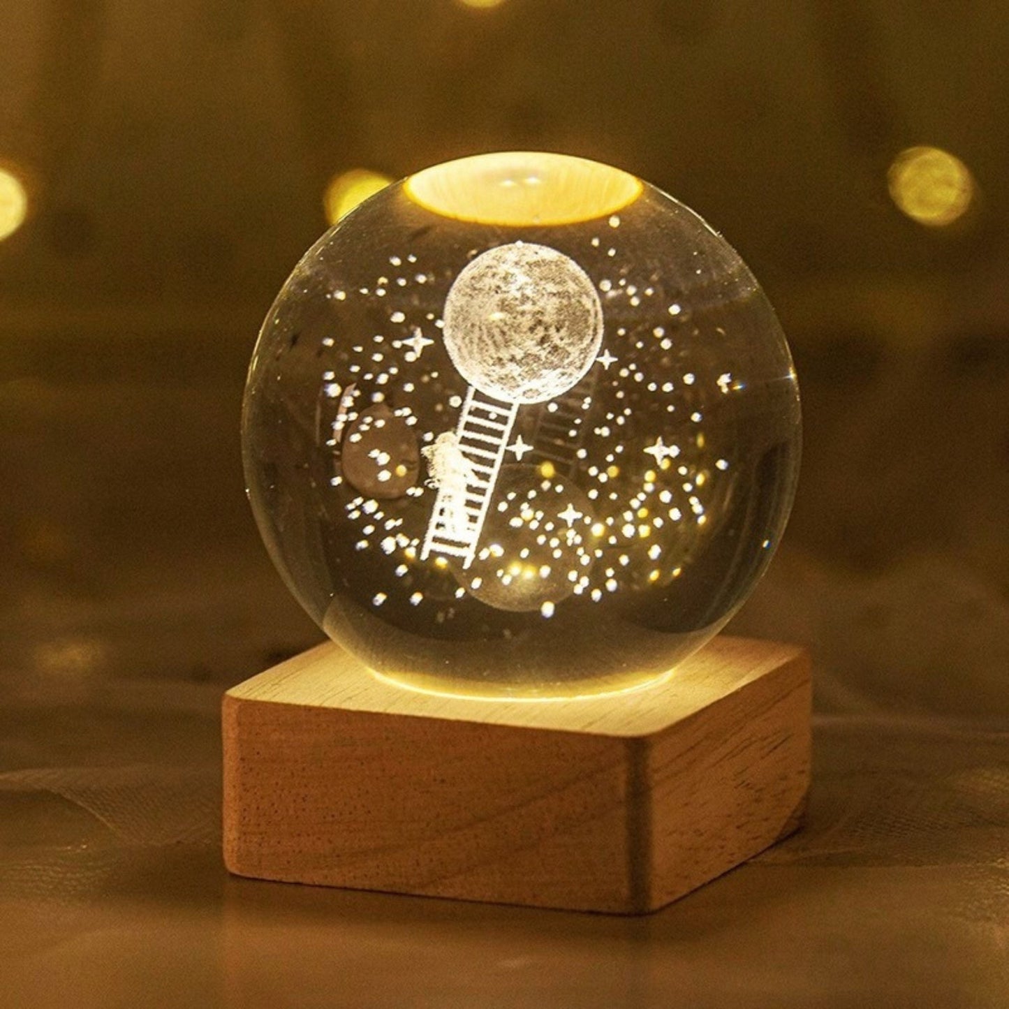 Astronaut in Space Crystal Lamp - Space Mesmerise - Space Gifts | Lamps | Statues | Home Decor