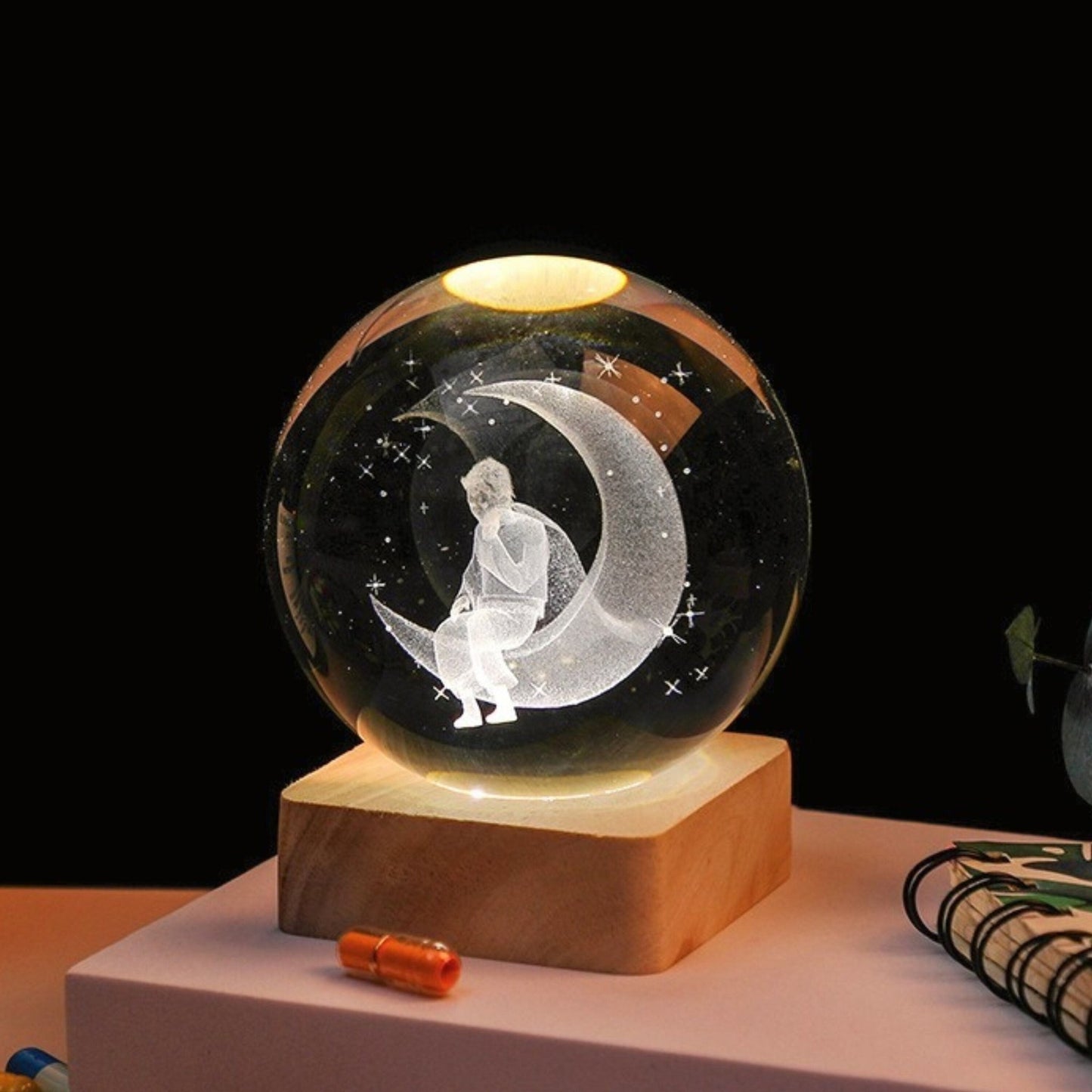 Astronaut in Space Crystal Lamp - Space Mesmerise - Space Gifts | Lamps | Statues | Home Decor