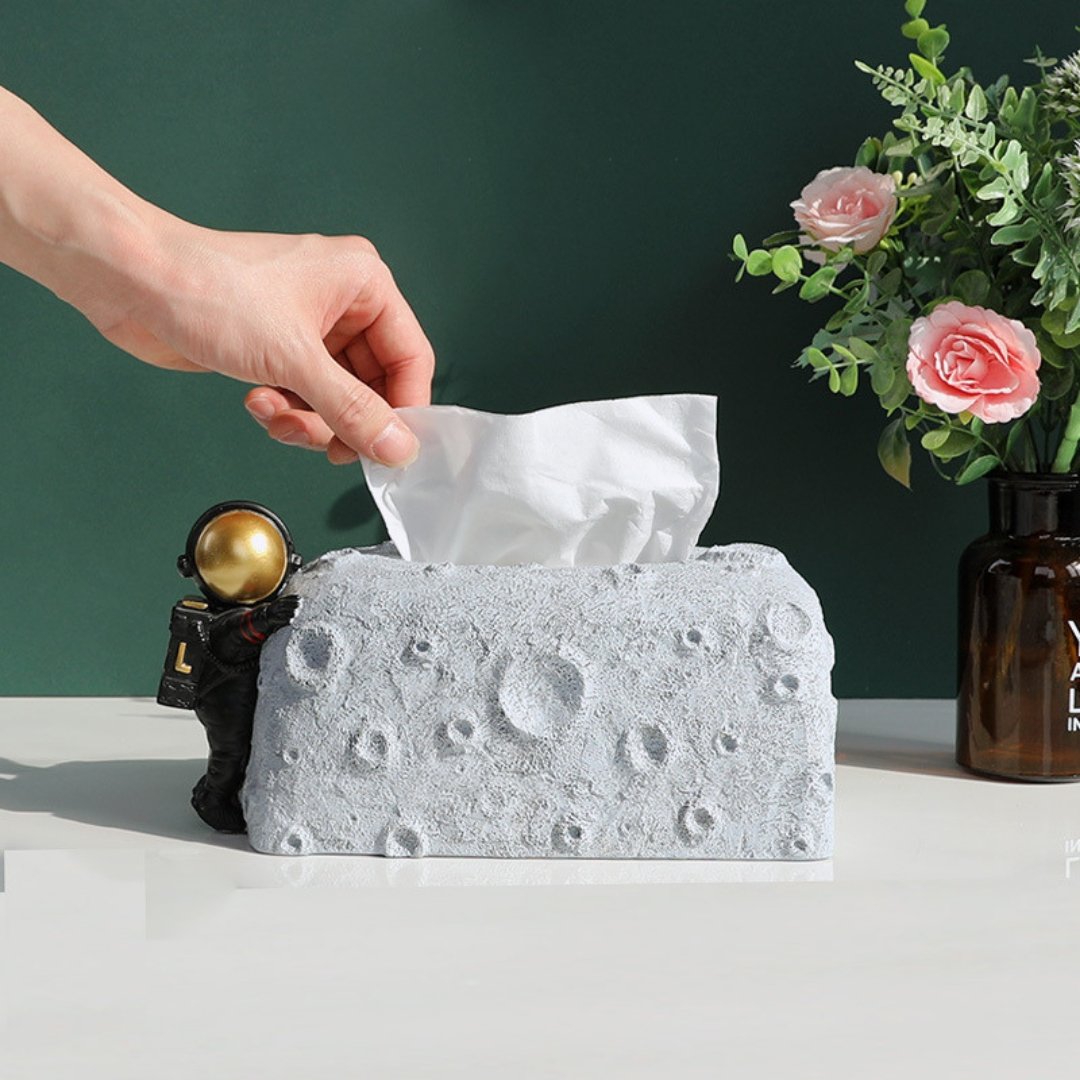 Astronaut Moon Crater Tissue Box Holder - Space Mesmerise - Space Gifts | Lamps | Statues | Home Decor