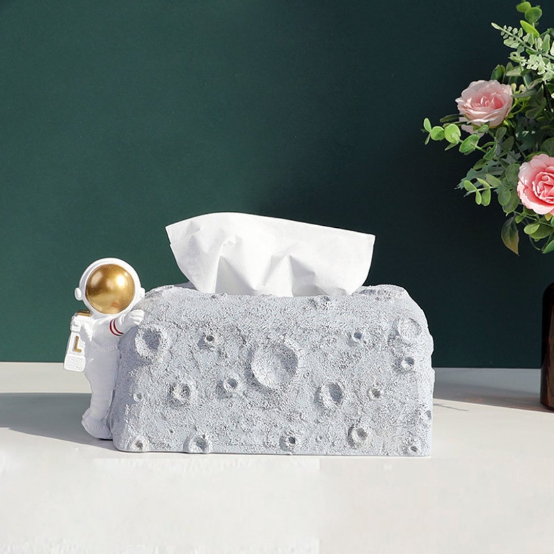 Astronaut Moon Crater Tissue Box Holder - Space Mesmerise - Space Gifts | Lamps | Statues | Home Decor