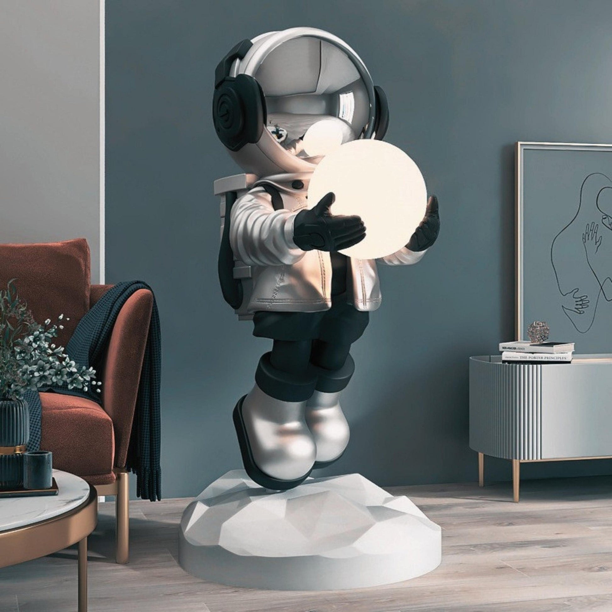 Astronaut on Crater Statue - Space Mesmerise - Space Gifts | Lamps | Statues | Home Decor
