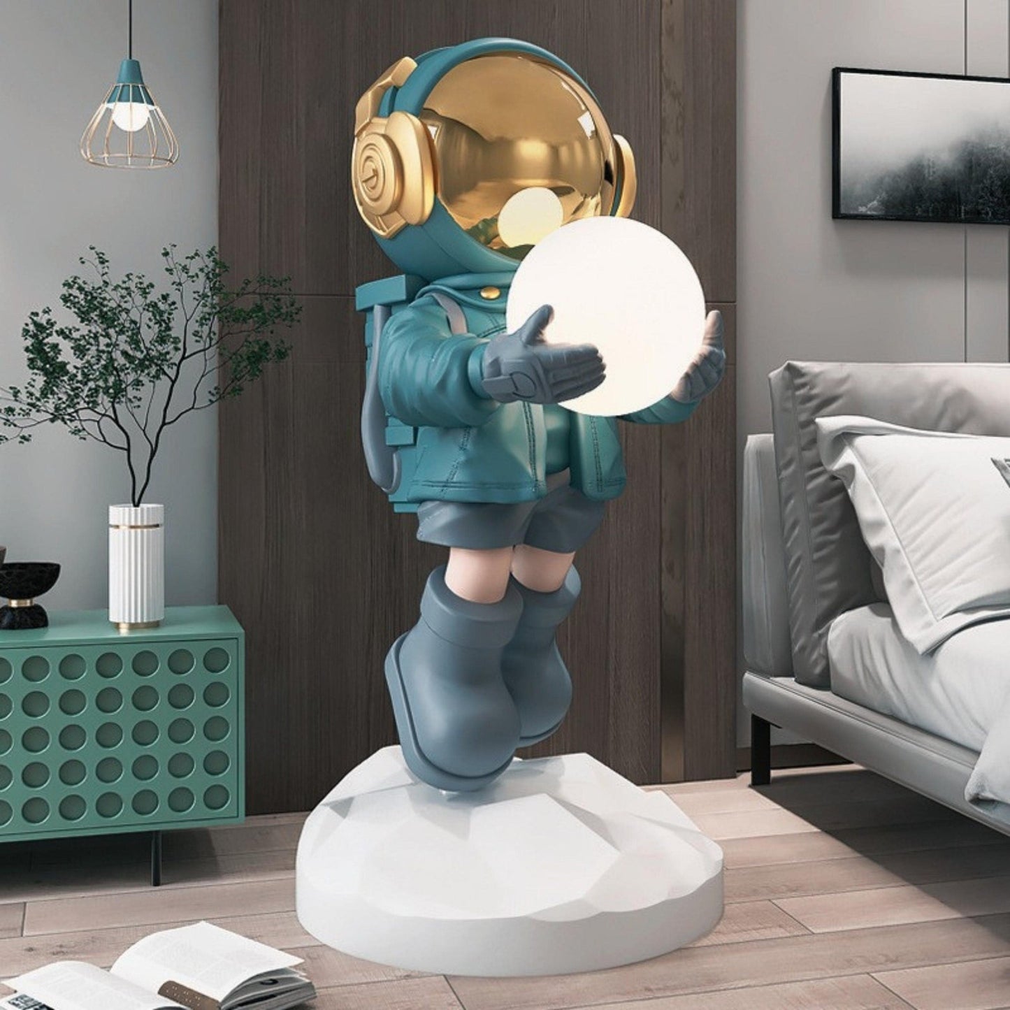 Astronaut on Crater Statue - Space Mesmerise - Space Gifts | Lamps | Statues | Home Decor