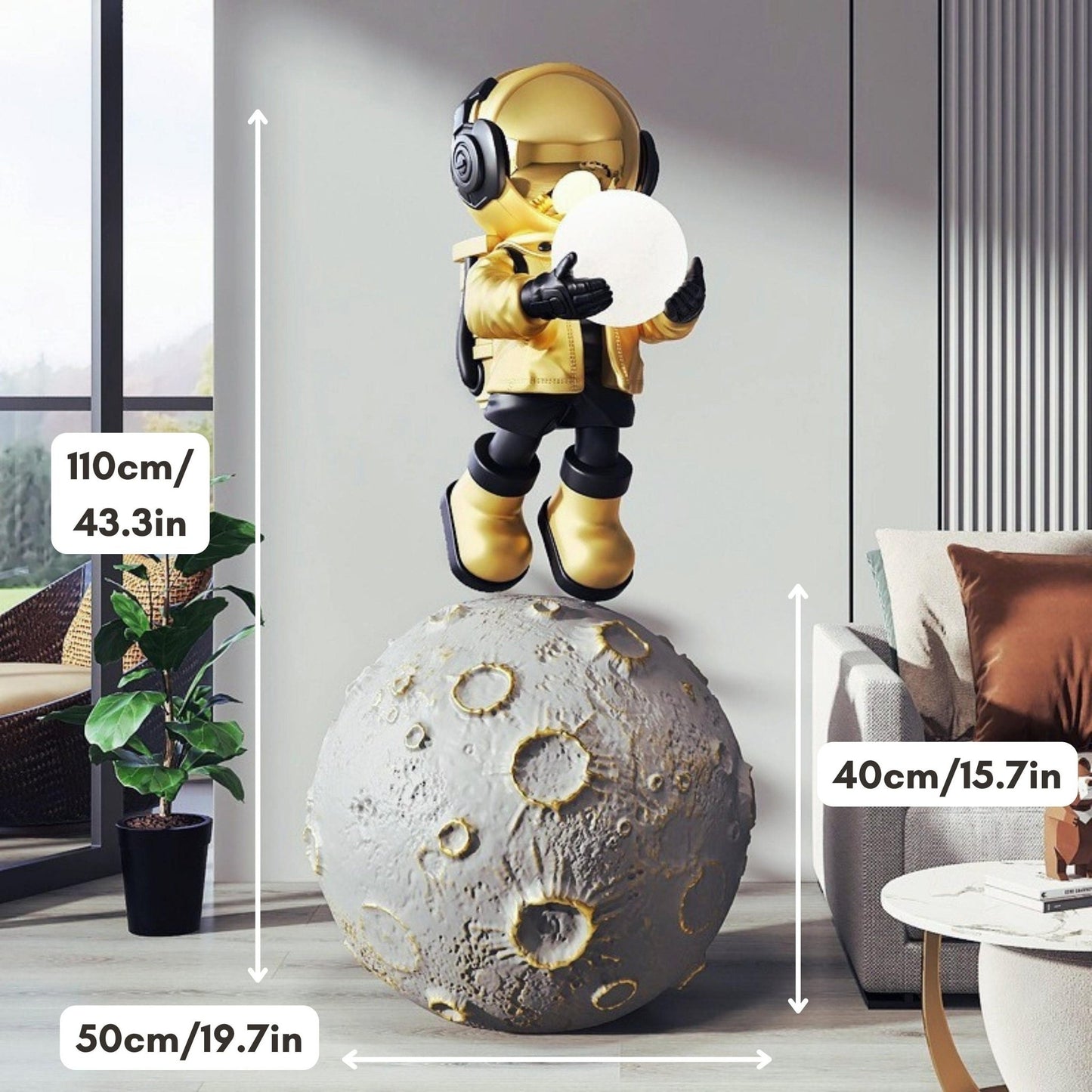 Astronaut on Moon Statue - Space Mesmerise - Space Gifts | Lamps | Statues | Home Decor