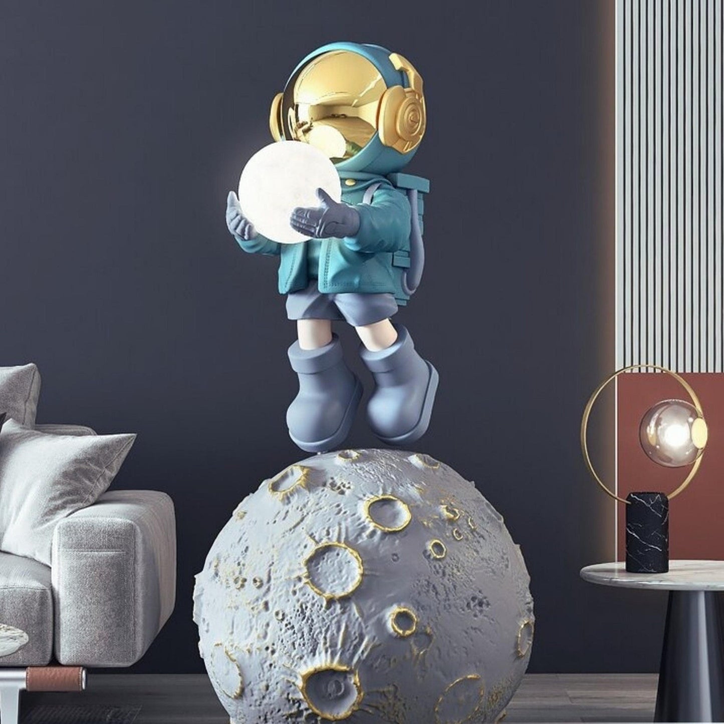 Astronaut on Moon Statue - Space Mesmerise - Space Gifts | Lamps | Statues | Home Decor