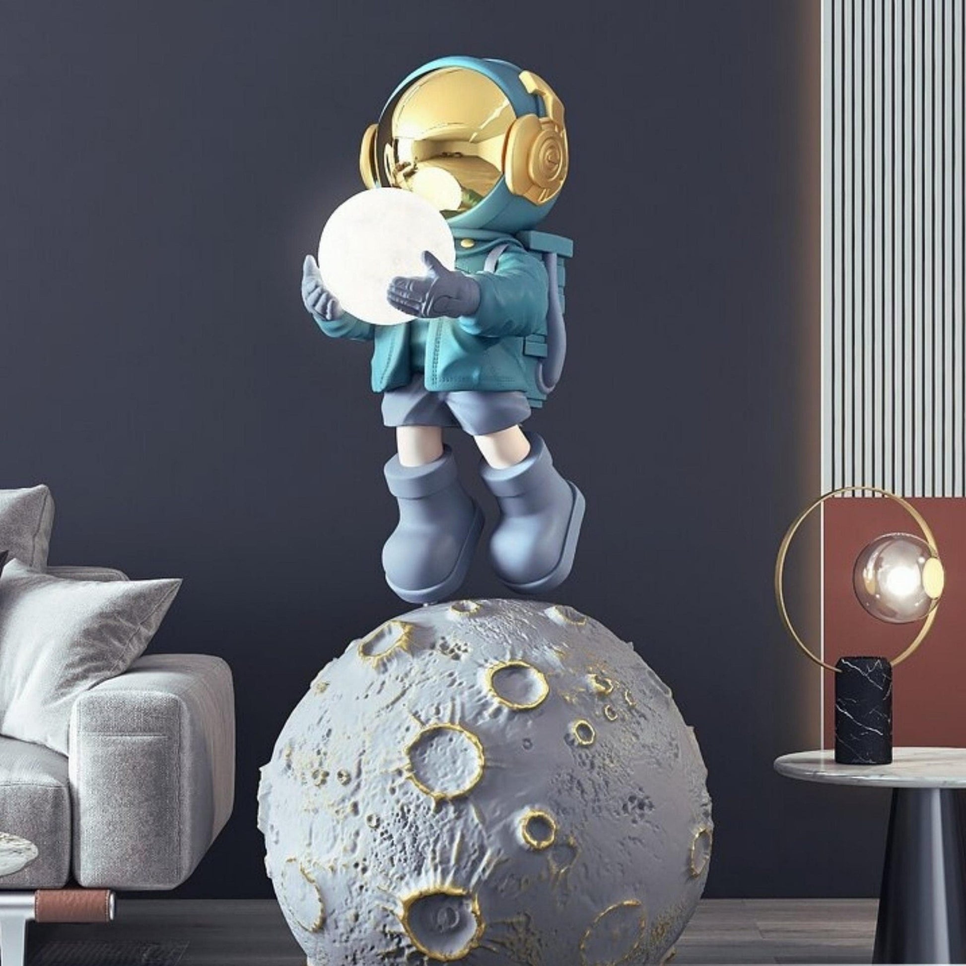 Astronaut on Moon Statue - Space Mesmerise - Space Gifts | Lamps | Statues | Home Decor