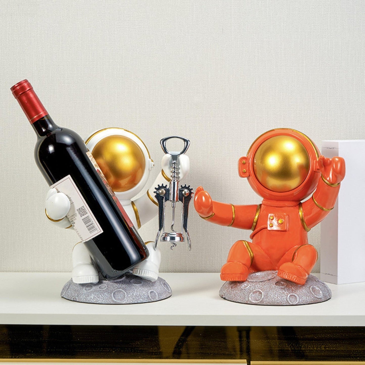 Astronaut Wine Bottle & Corkscrew Holder - Space Mesmerise - Space Gifts | Lamps | Statues | Home Decor