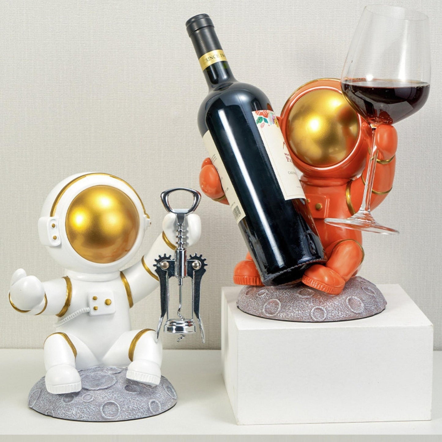 Astronaut Wine Bottle & Corkscrew Holder - Space Mesmerise - Space Gifts | Lamps | Statues | Home Decor