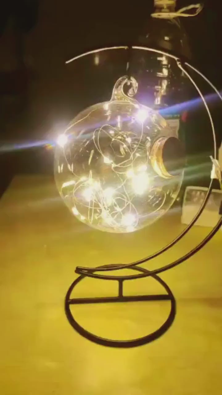 Festive Moon Lamp | Christmas Lights Ornament Globe | Wishing Bottle Glass Lamp with Cork
