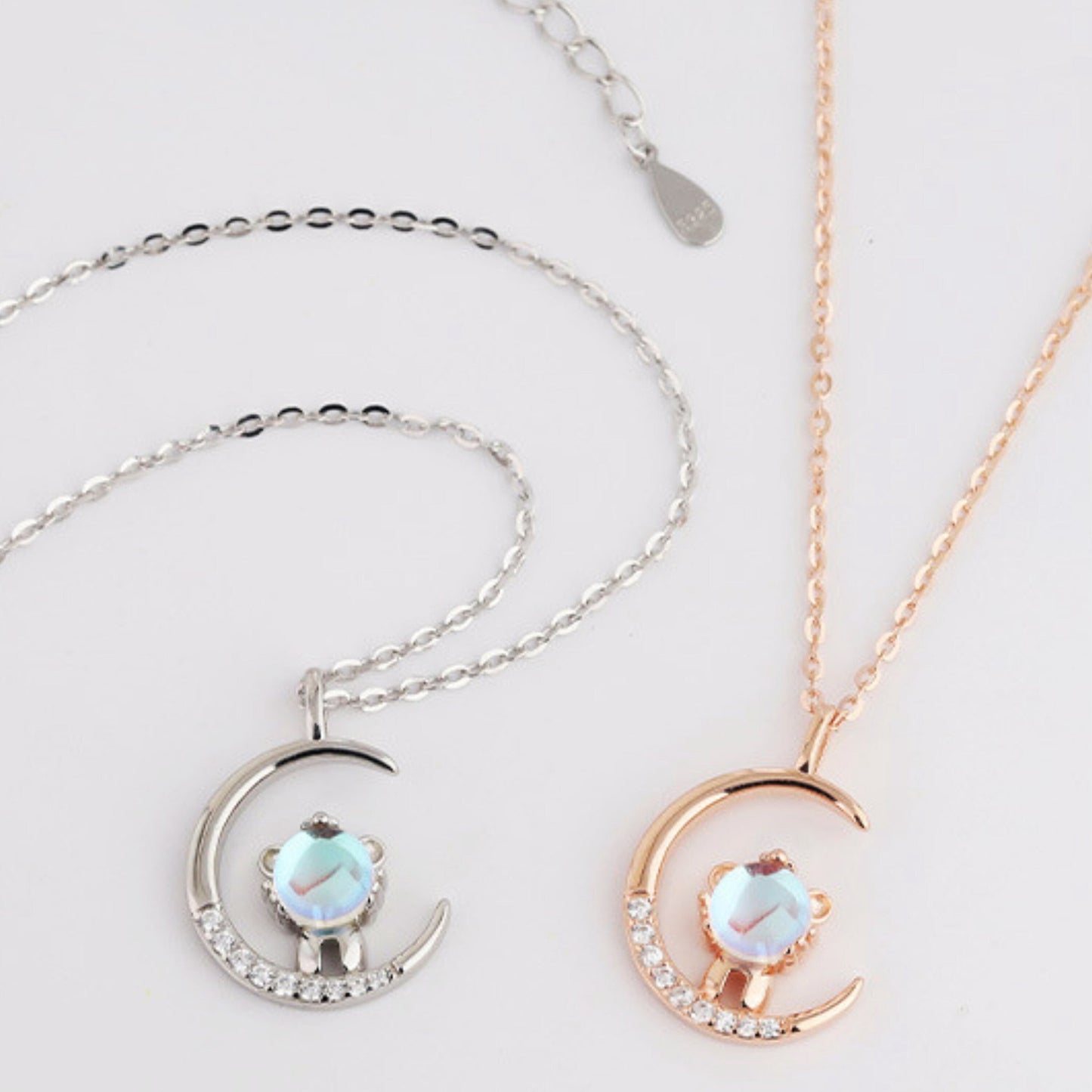 Cat and Moon Necklace (925 Sterling Silver) - Space Mesmerise - Space Gifts | Lamps | Statues | Home Decor