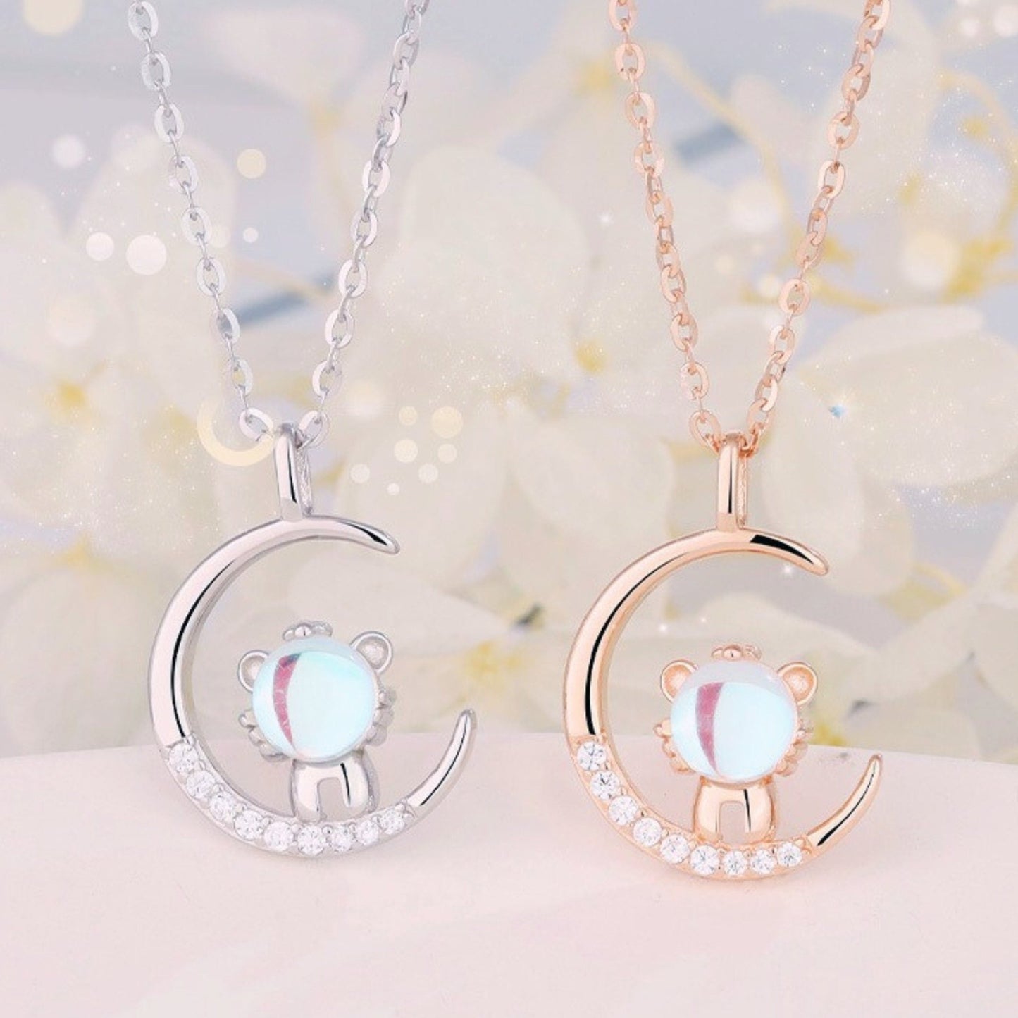 Cat and Moon Necklace (925 Sterling Silver) - Space Mesmerise - Space Gifts | Lamps | Statues | Home Decor