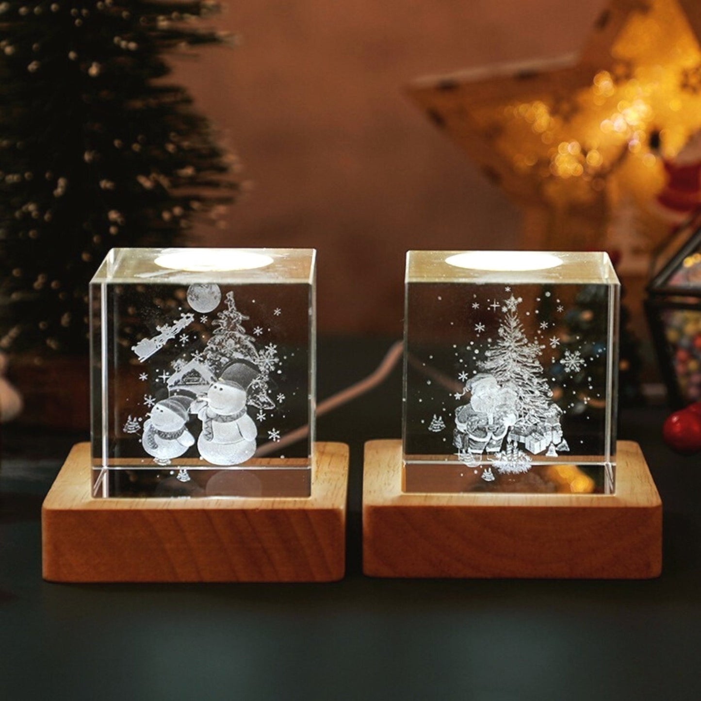 Christmas Crystal Cube Lamp - Space Mesmerise - Space Gifts | Lamps | Statues | Home Decor