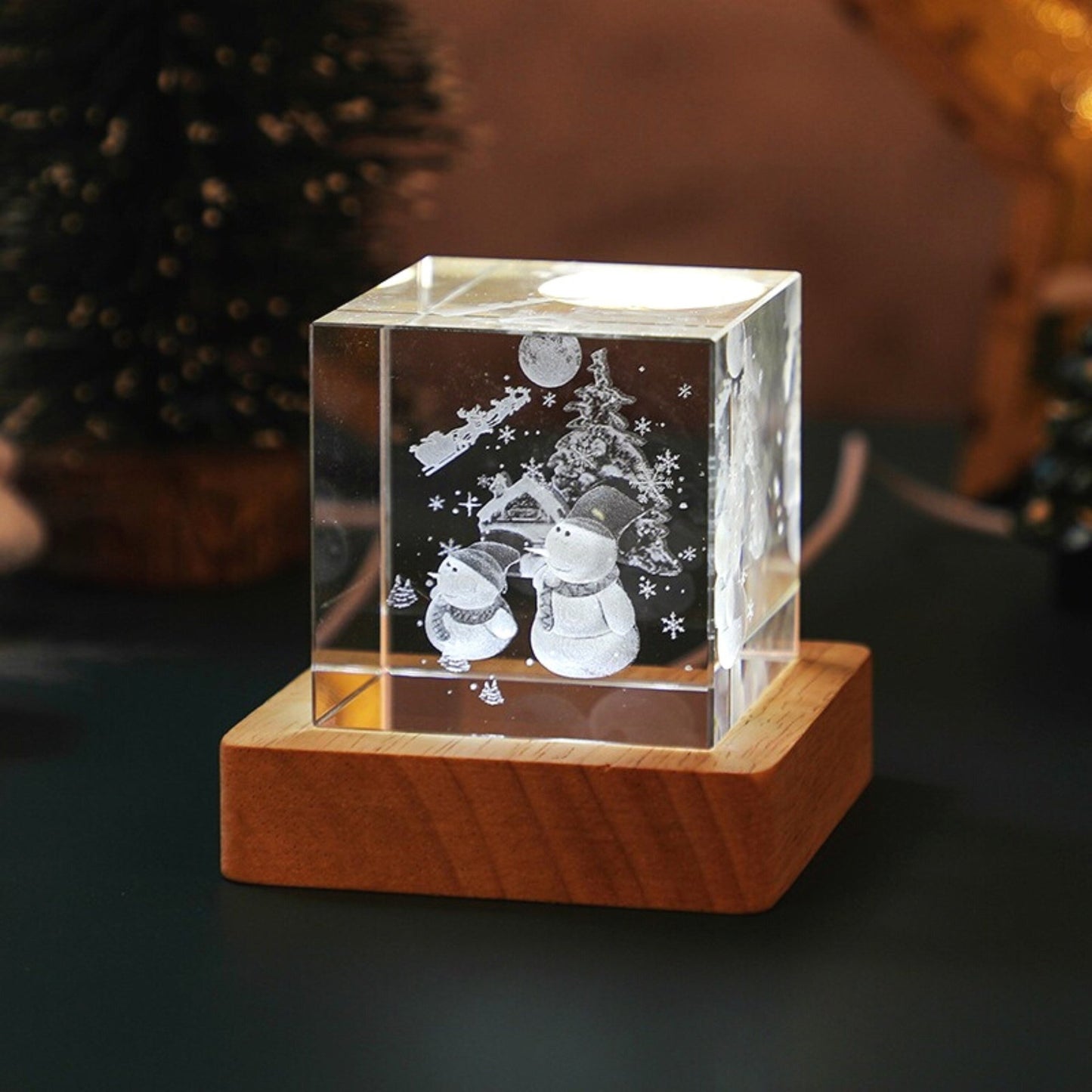 Christmas Crystal Cube Lamp - Space Mesmerise - Space Gifts | Lamps | Statues | Home Decor