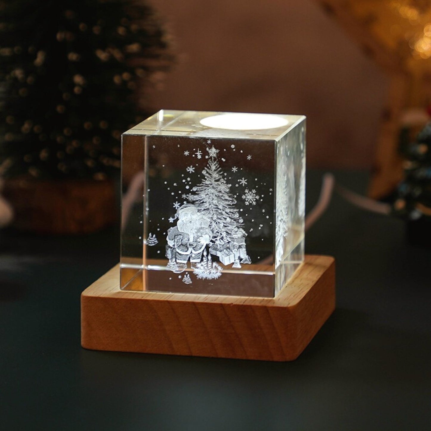 Christmas Crystal Cube Lamp - Space Mesmerise - Space Gifts | Lamps | Statues | Home Decor