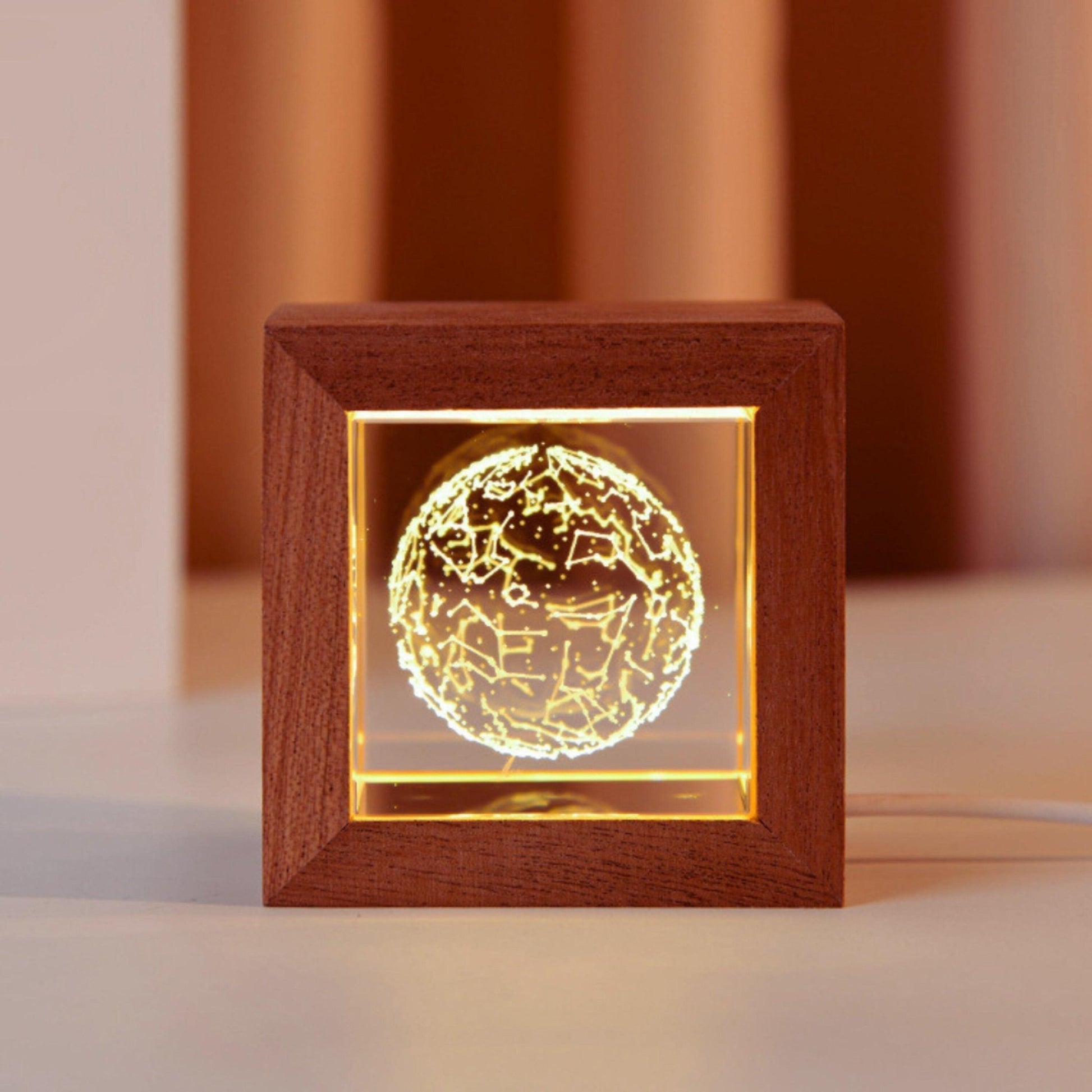 Crystal Lamp with Wooden Frame - Space Mesmerise - Space Gifts | Lamps | Statues | Home Decor