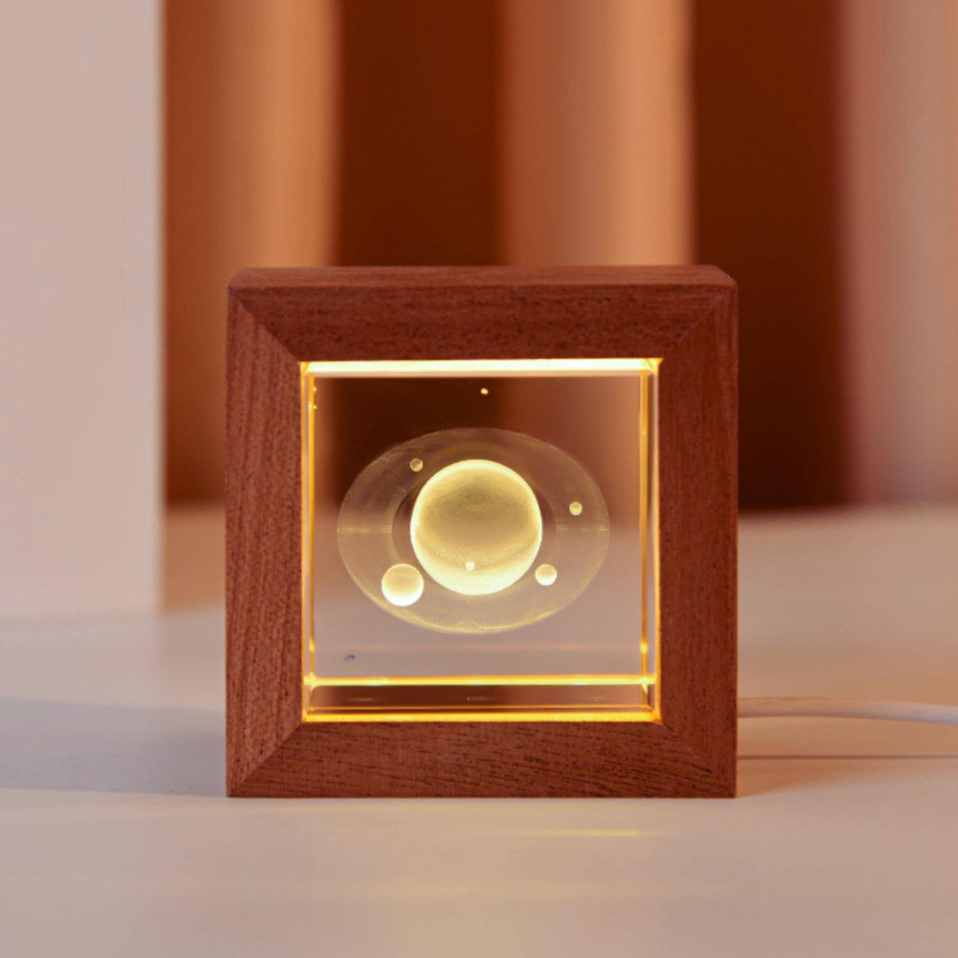 Crystal Lamp with Wooden Frame - Space Mesmerise - Space Gifts | Lamps | Statues | Home Decor