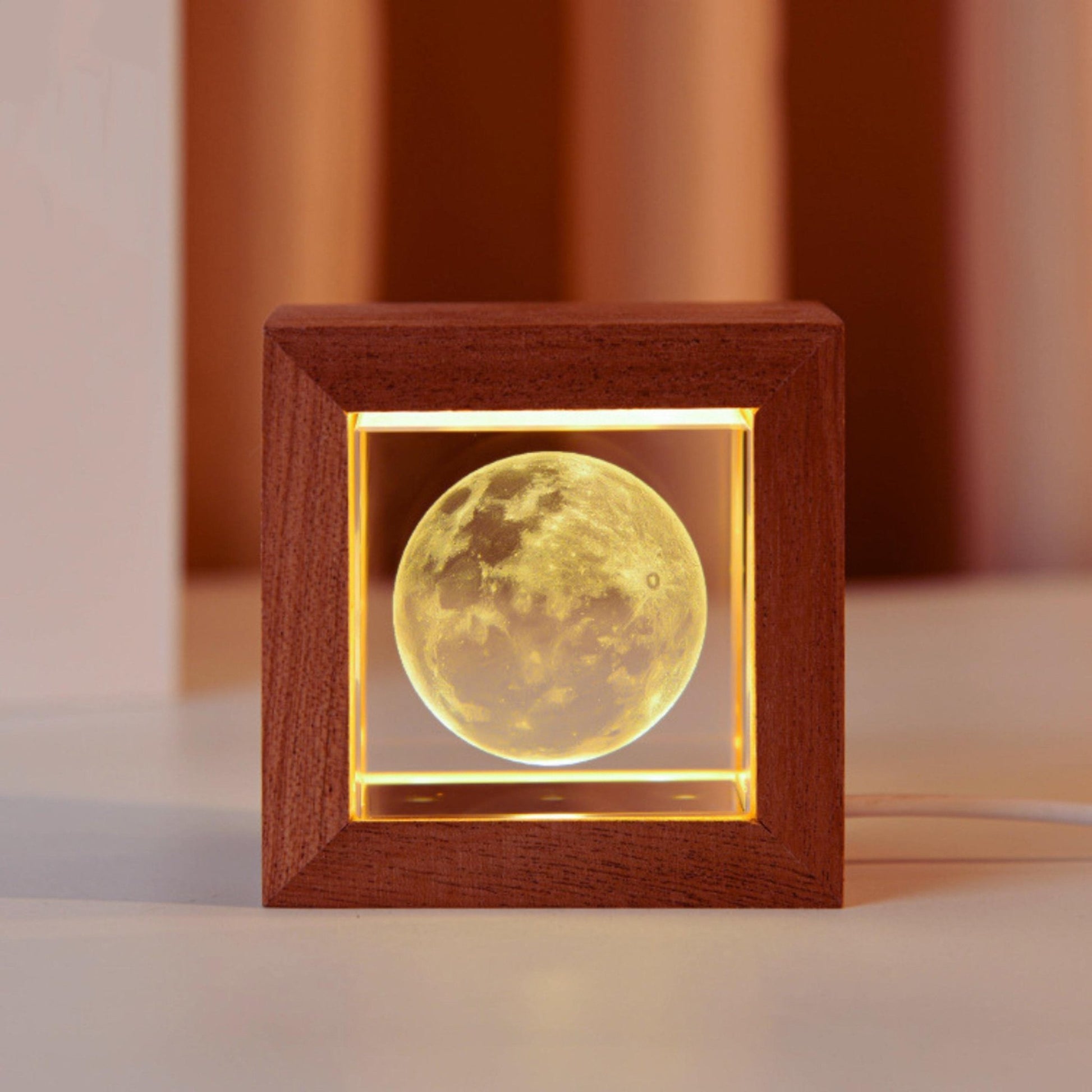 Crystal Lamp with Wooden Frame - Space Mesmerise - Space Gifts | Lamps | Statues | Home Decor