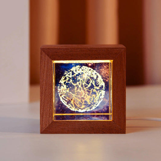 Crystal Lamp with Wooden Frame with Background - Space Mesmerise - Space Gifts | Lamps | Statues | Home Decor