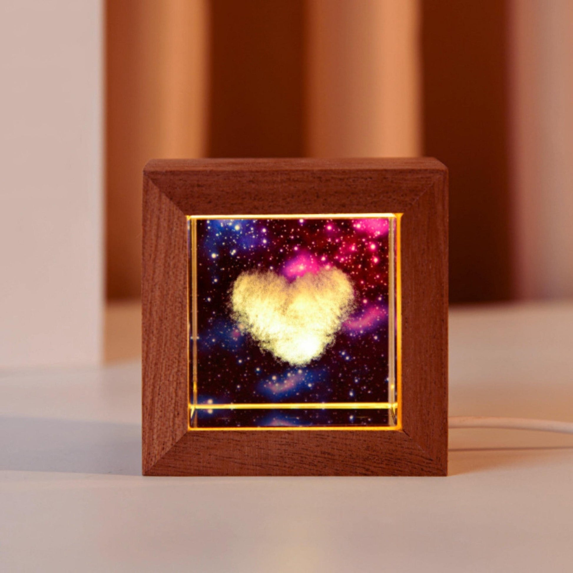 Crystal Lamp with Wooden Frame with Background - Space Mesmerise - Space Gifts | Lamps | Statues | Home Decor