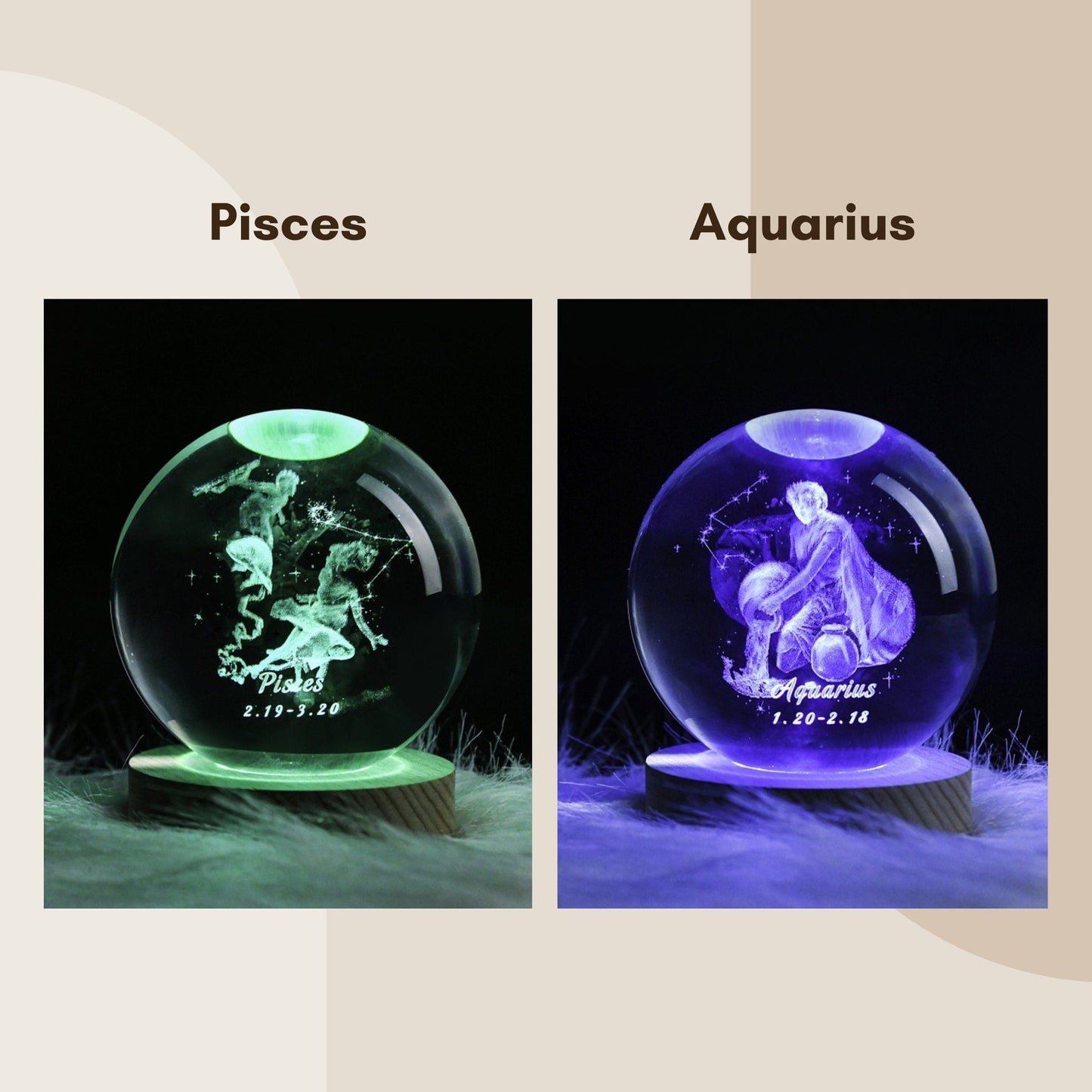 Horoscope Crystal Lamp (Colorful) - Space Mesmerise - Space Gifts | Lamps | Statues | Home Decor