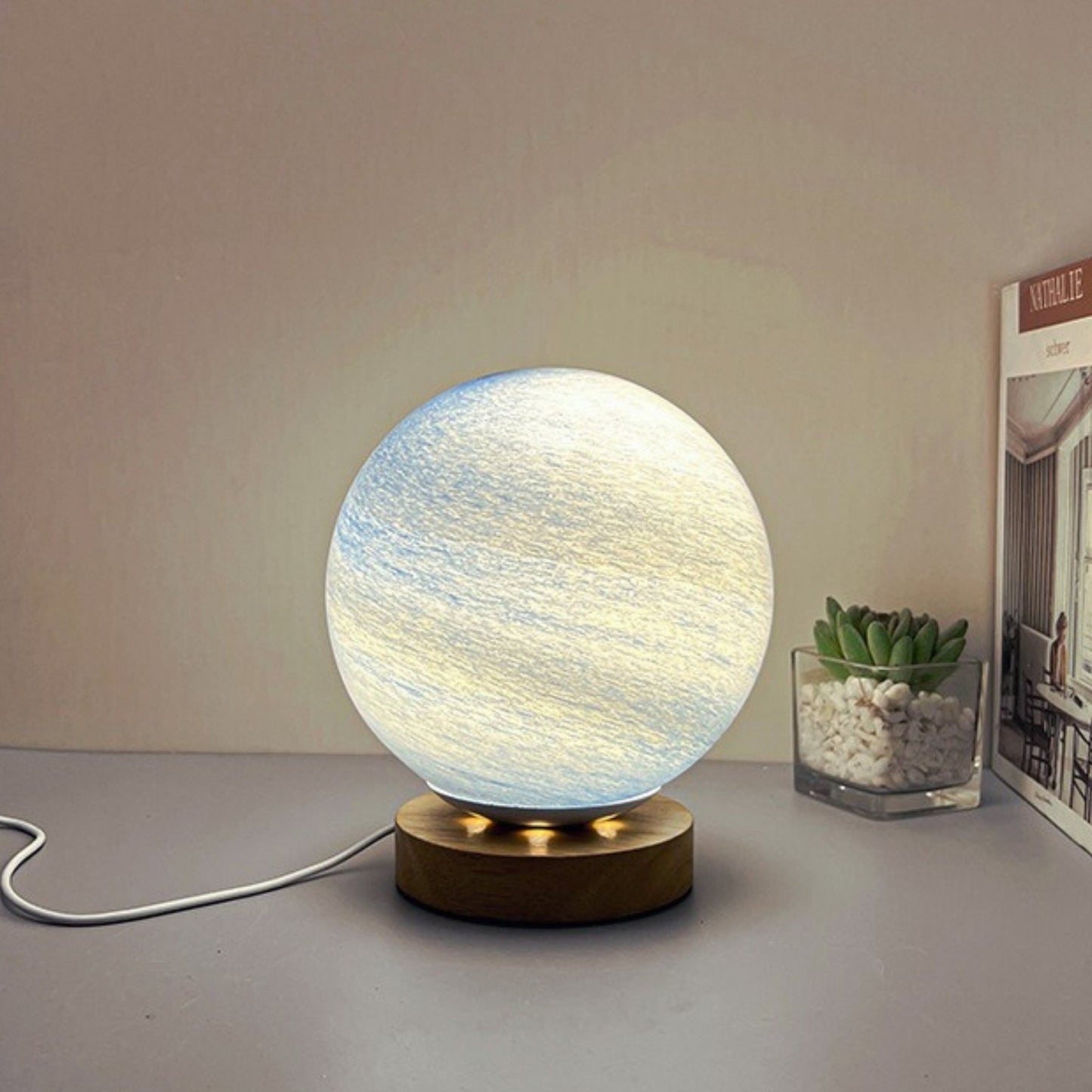 Ice Planet Glass Lamp - Space Mesmerise - Space Gifts | Lamps | Statues | Home Decor