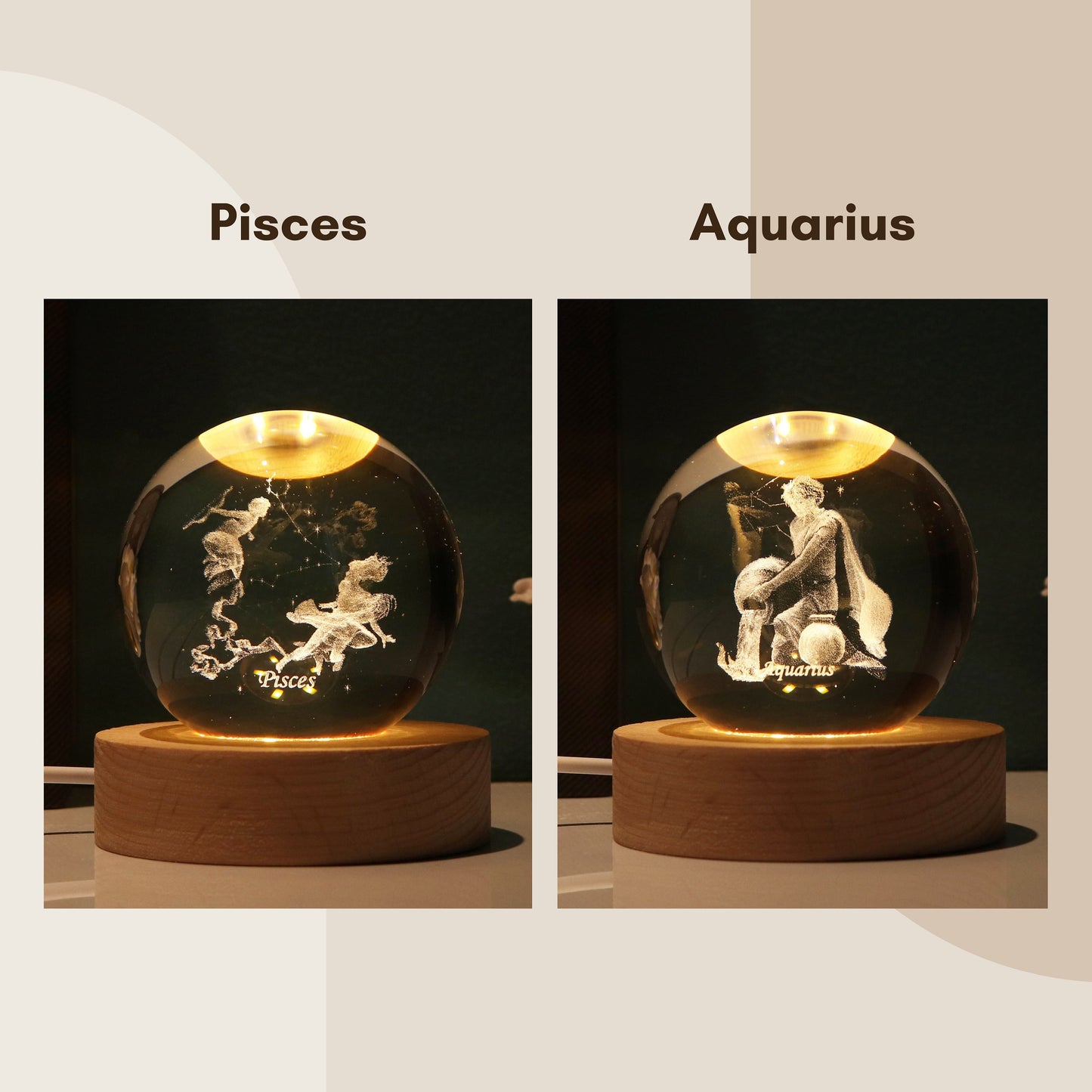 Twelve Constellations Space Lamp Globe | Horoscopes, Zodiac Sign Crystal Ball Lamp | Adults, Kids Nightlight and Gift