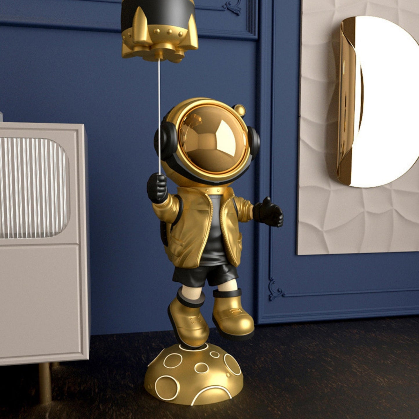 Astronaut Holding a Rocket Balloon Statue - Space Mesmerise - Space Gifts | Lamps | Statues | Home Decor