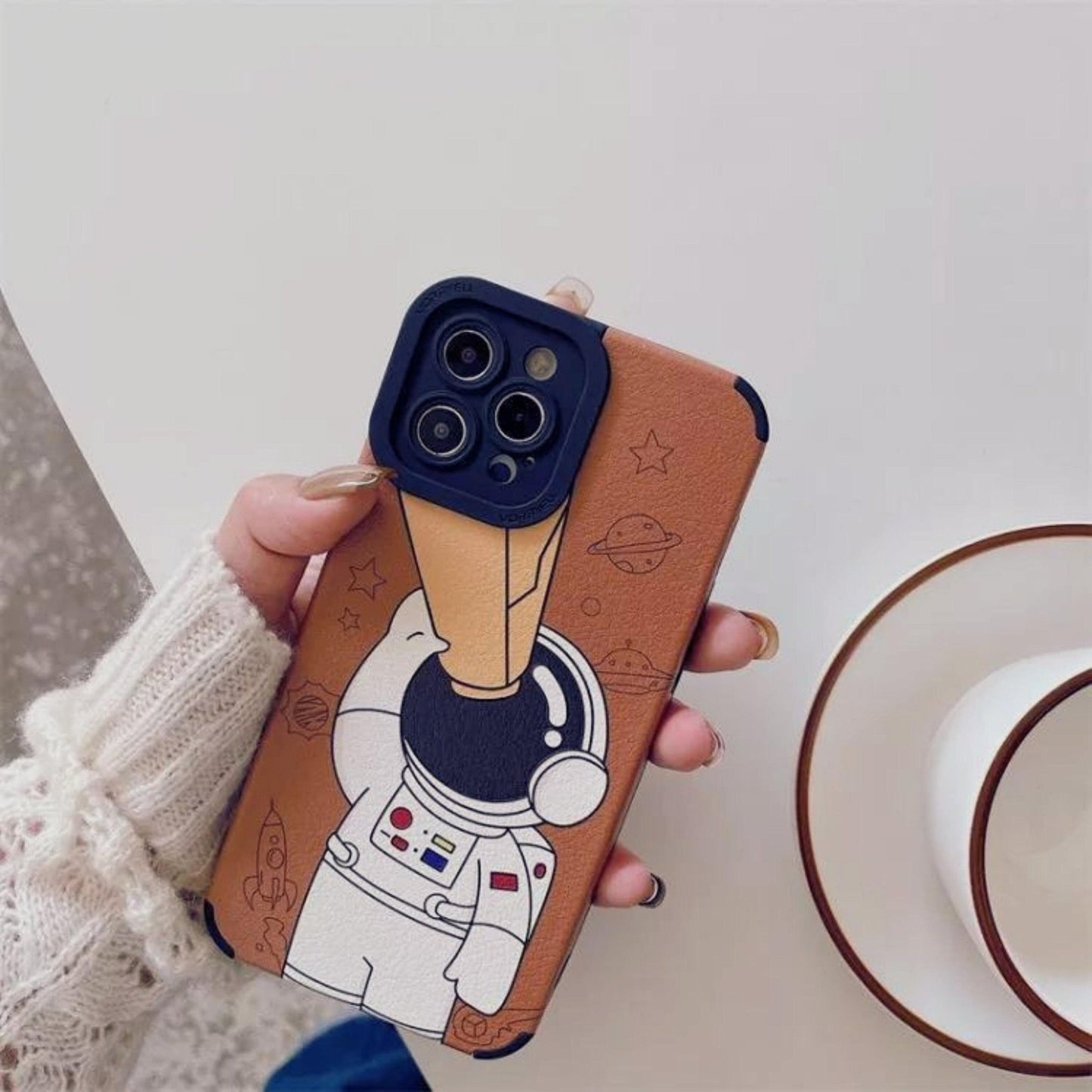 Leather Astronaut iPhone Case - Space Mesmerise - Space Gifts | Lamps | Statues | Home Decor