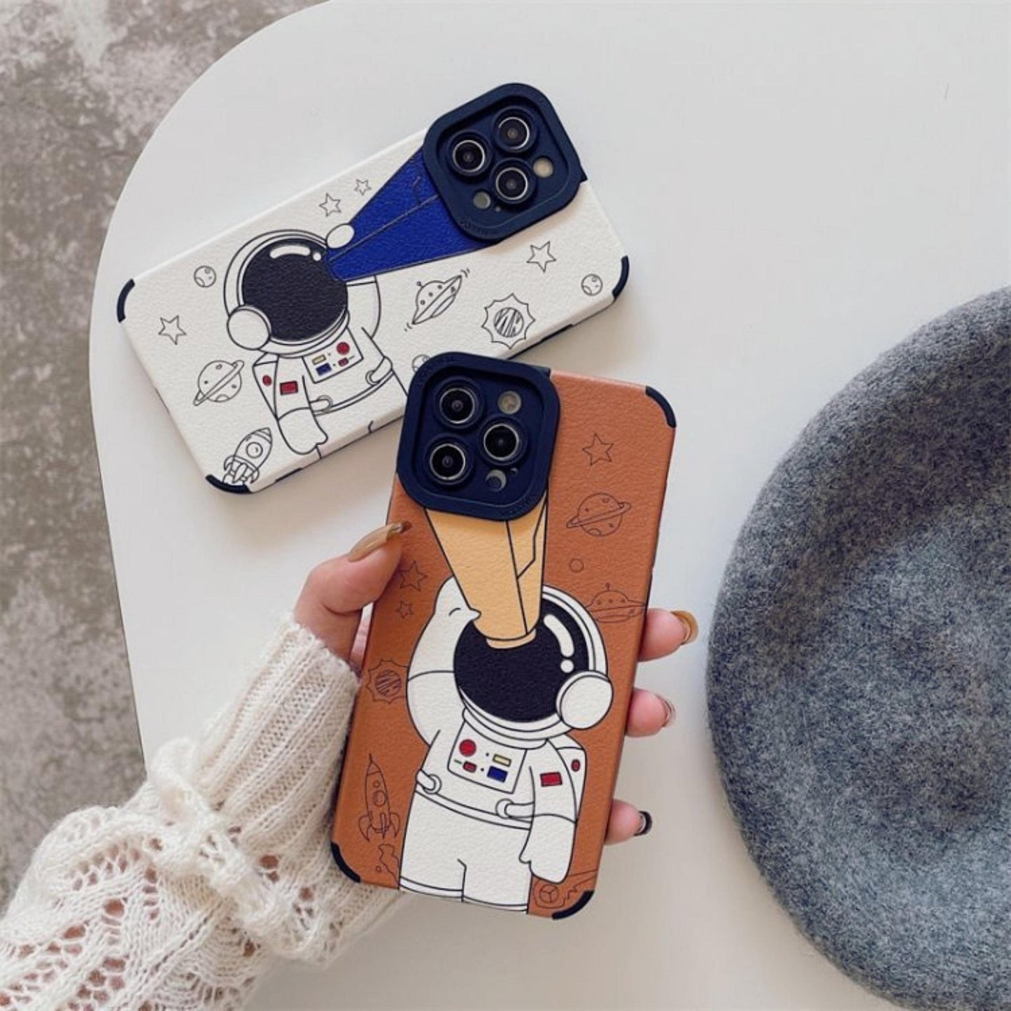 Leather Astronaut iPhone Case - Space Mesmerise - Space Gifts | Lamps | Statues | Home Decor