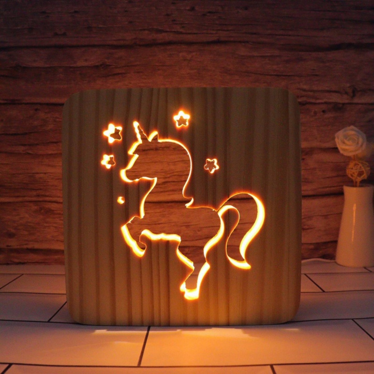 Minimalist Wooden Nursery Night Light - Space Mesmerise - Space Gifts | Lamps | Statues | Home Decor