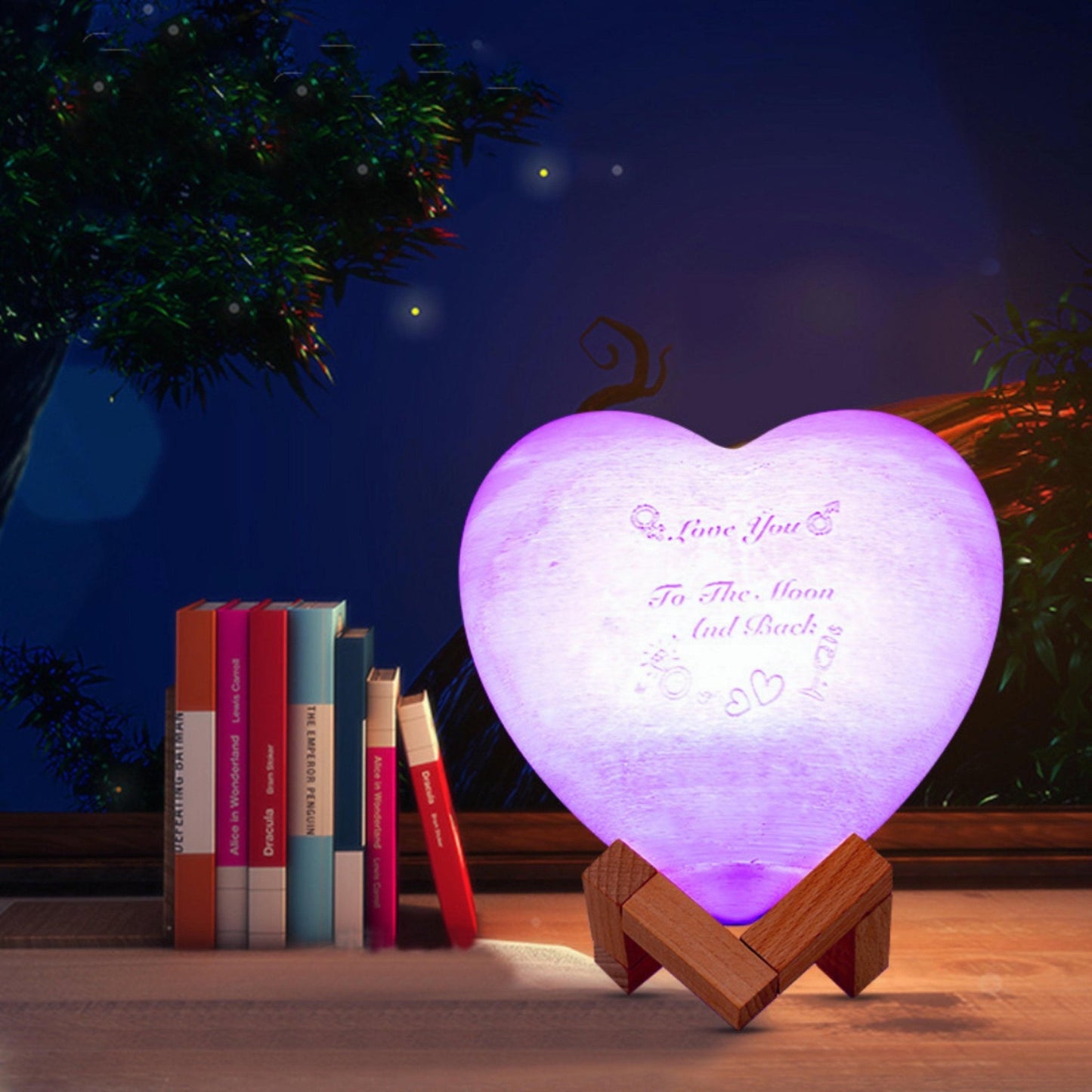 Personalized 3D Printed Heart Moon Lamp - Space Mesmerise - Space Gifts | Lamps | Statues | Home Decor