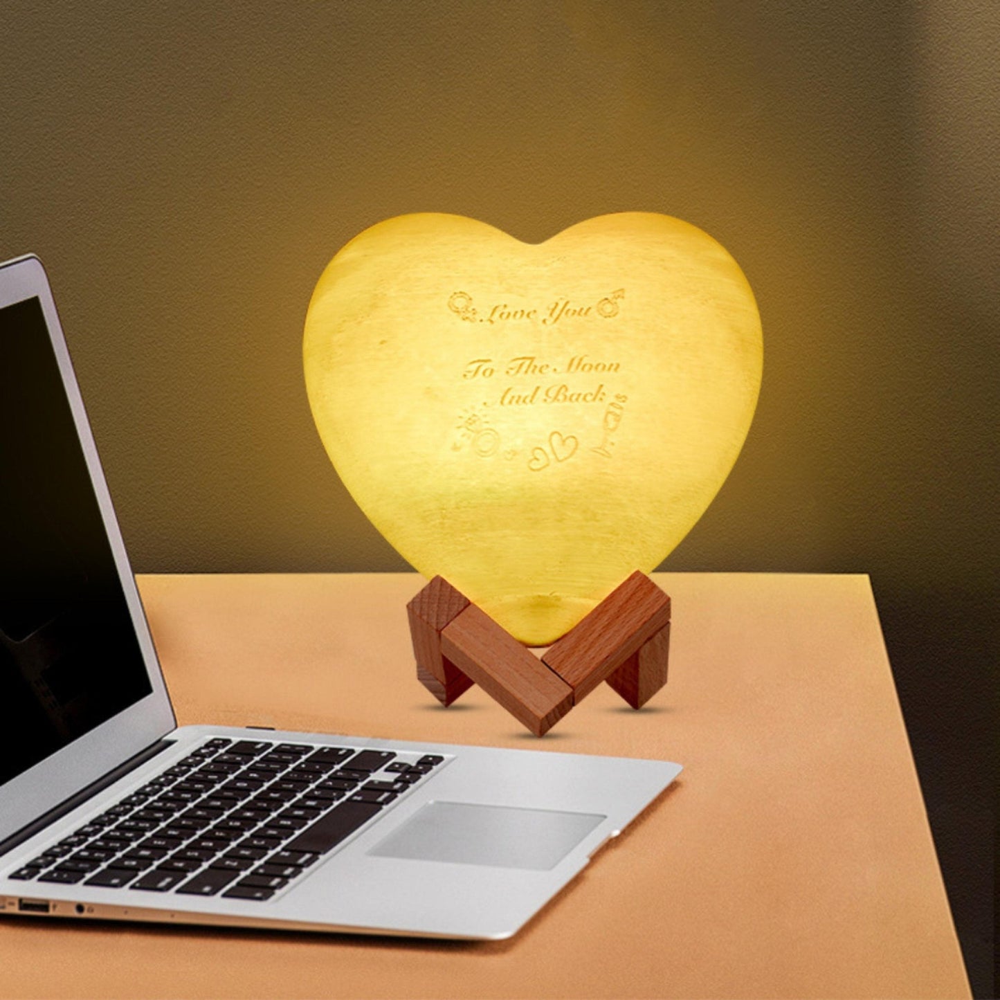 Personalized 3D Printed Heart Moon Lamp - Space Mesmerise - Space Gifts | Lamps | Statues | Home Decor