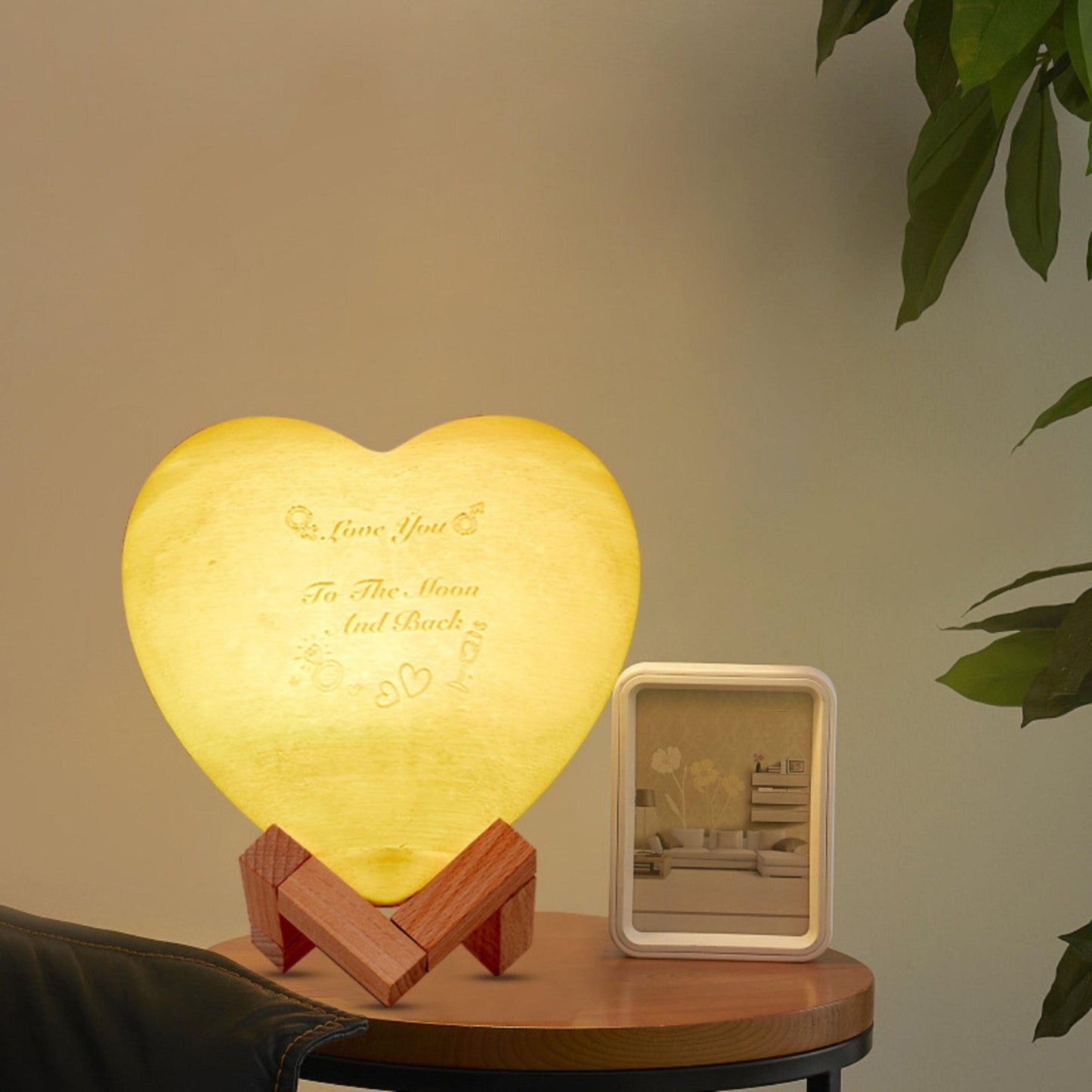 Personalized 3D Printed Heart Moon Lamp - Space Mesmerise - Space Gifts | Lamps | Statues | Home Decor
