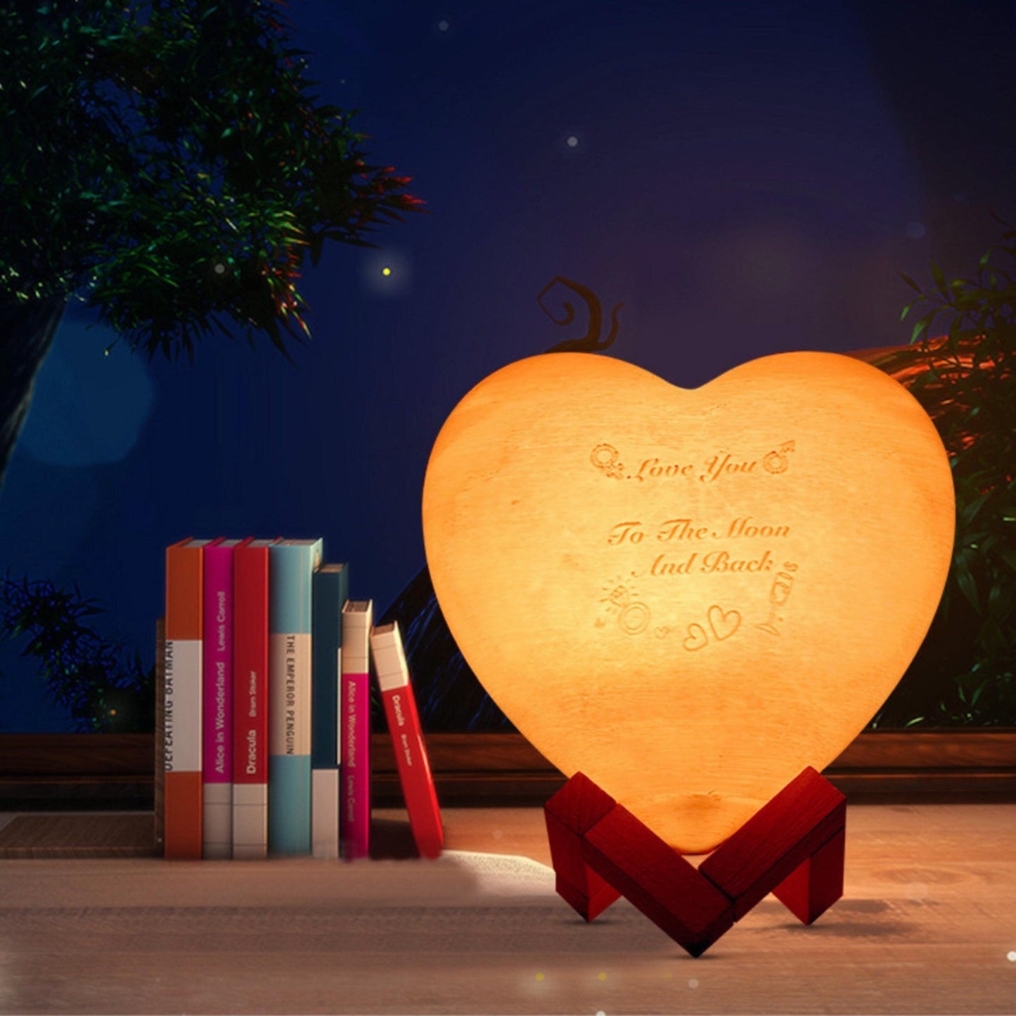 Personalized 3D Printed Heart Moon Lamp - Space Mesmerise - Space Gifts | Lamps | Statues | Home Decor