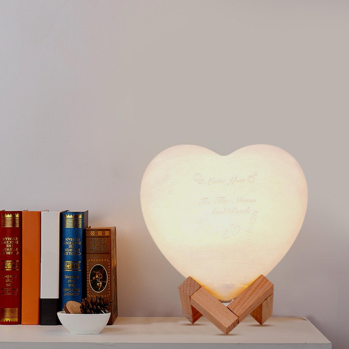 Personalized 3D Printed Heart Moon Lamp - Space Mesmerise - Space Gifts | Lamps | Statues | Home Decor