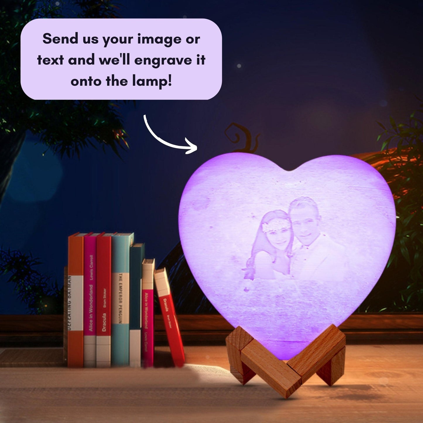 Personalized 3D Printed Heart Moon Lamp - Space Mesmerise - Space Gifts | Lamps | Statues | Home Decor